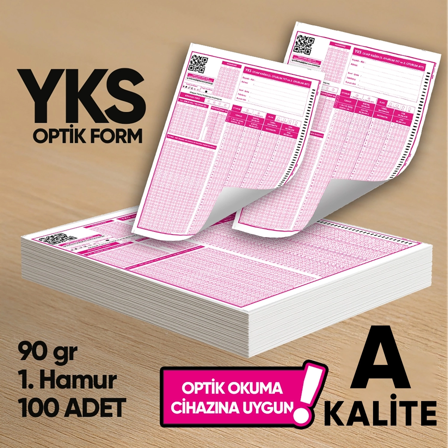YKS-MSÜ Deneme Sınavları İçin 100 Adet (90.GR) Optik Form - Optik Okuma Uyumlu