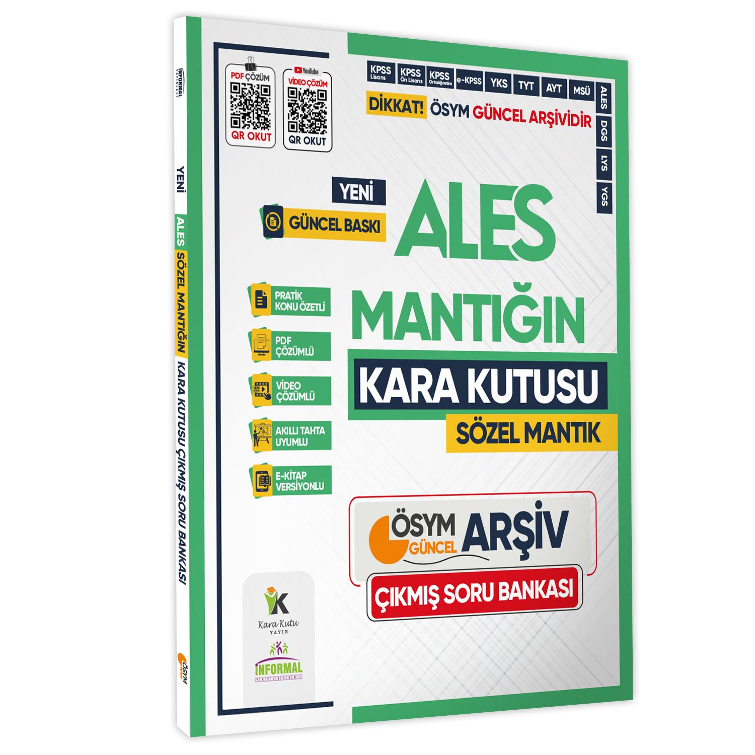 2025 ALES SÖZEL MANTIK Kara Kutu ÖSYM Çıkmış Soru Havuzu Bankası Konu Özetli Video/PDF Çözümlü
