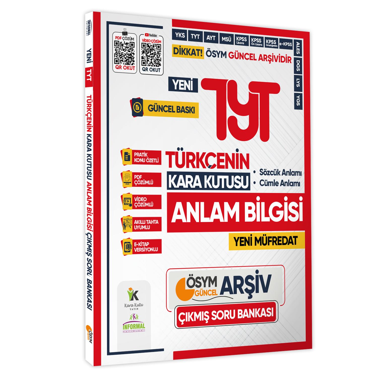 2025 TYT Kara Kutu ÖSYM Çıkmış Soru Bankası TM (EŞİT AĞIRLIK) ALTIN SET Konu Özetli Video/PDF Çözüm