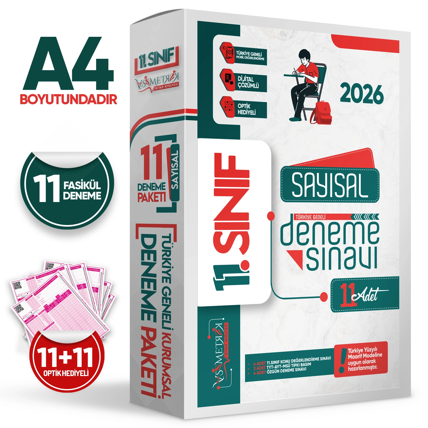 2026 11.Sınıf SAYISAL Bölüm Türkiye Geneli Değerlendirmeli Dijital Çözümlü 11li PAKET DENEME SETİ