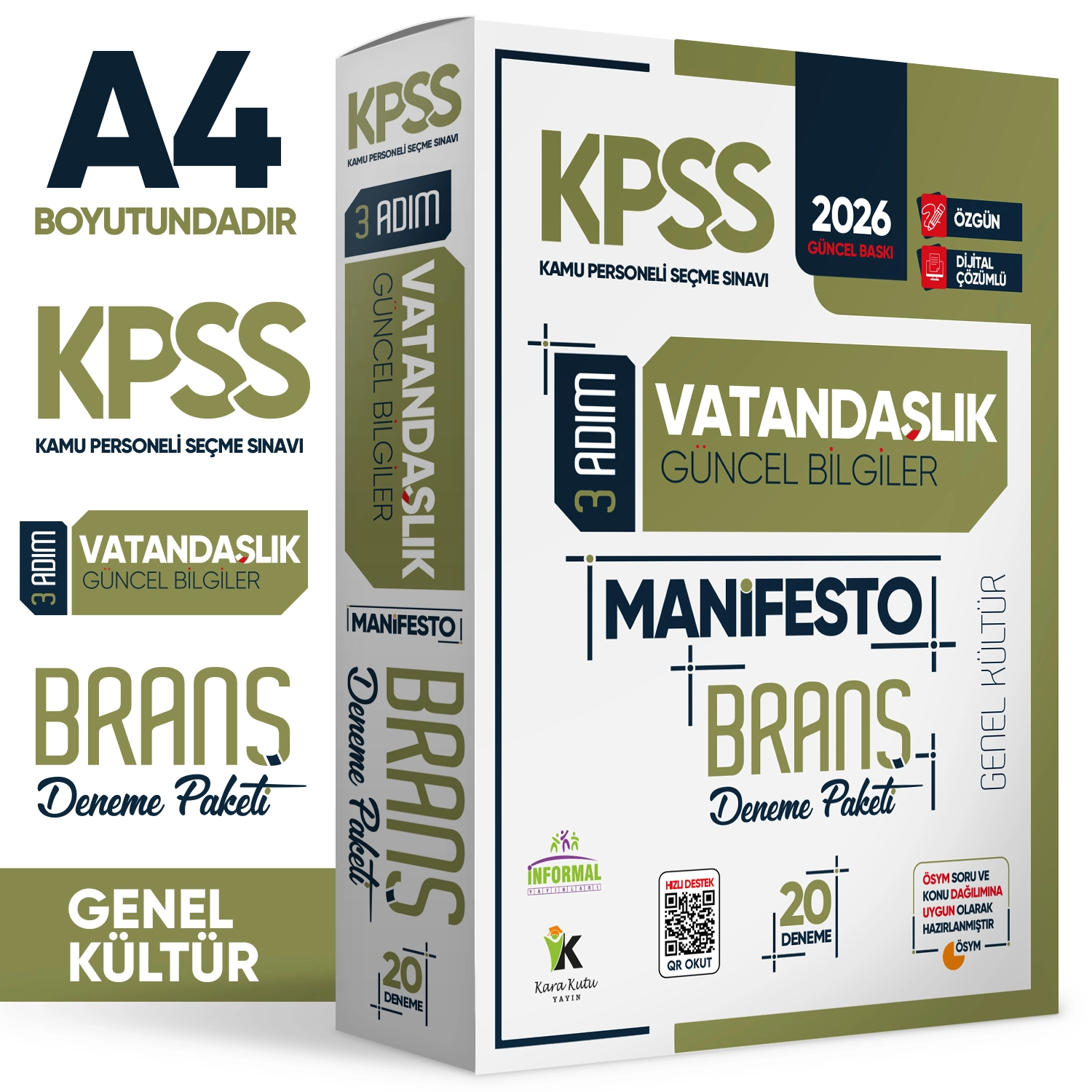 2026 KPSS Genel Kültür 3 Adım Vatandaşlık Manifesto 20li Dijital