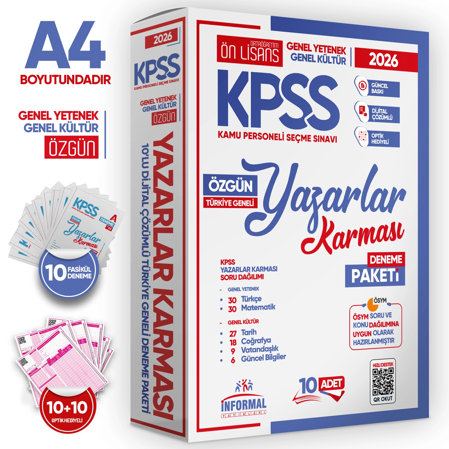 2026 KPSS Ön Lisans Yazarlar Karması GY-GK Türkiye Geneli Kurumsal 10lu Deneme Paketi Dijital Çözüm