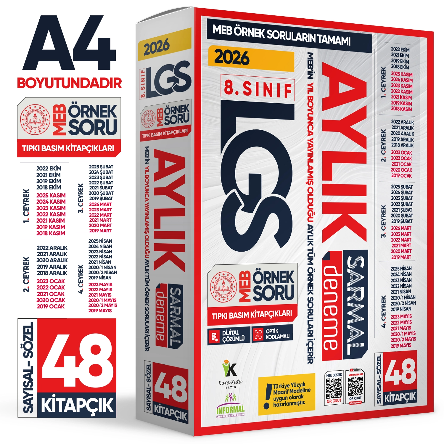 2026 8.Sınıf LGS Aylık SARMAL Deneme Seti MEB Örnek Soru Tıpkı Basım Çözümlü PAKET