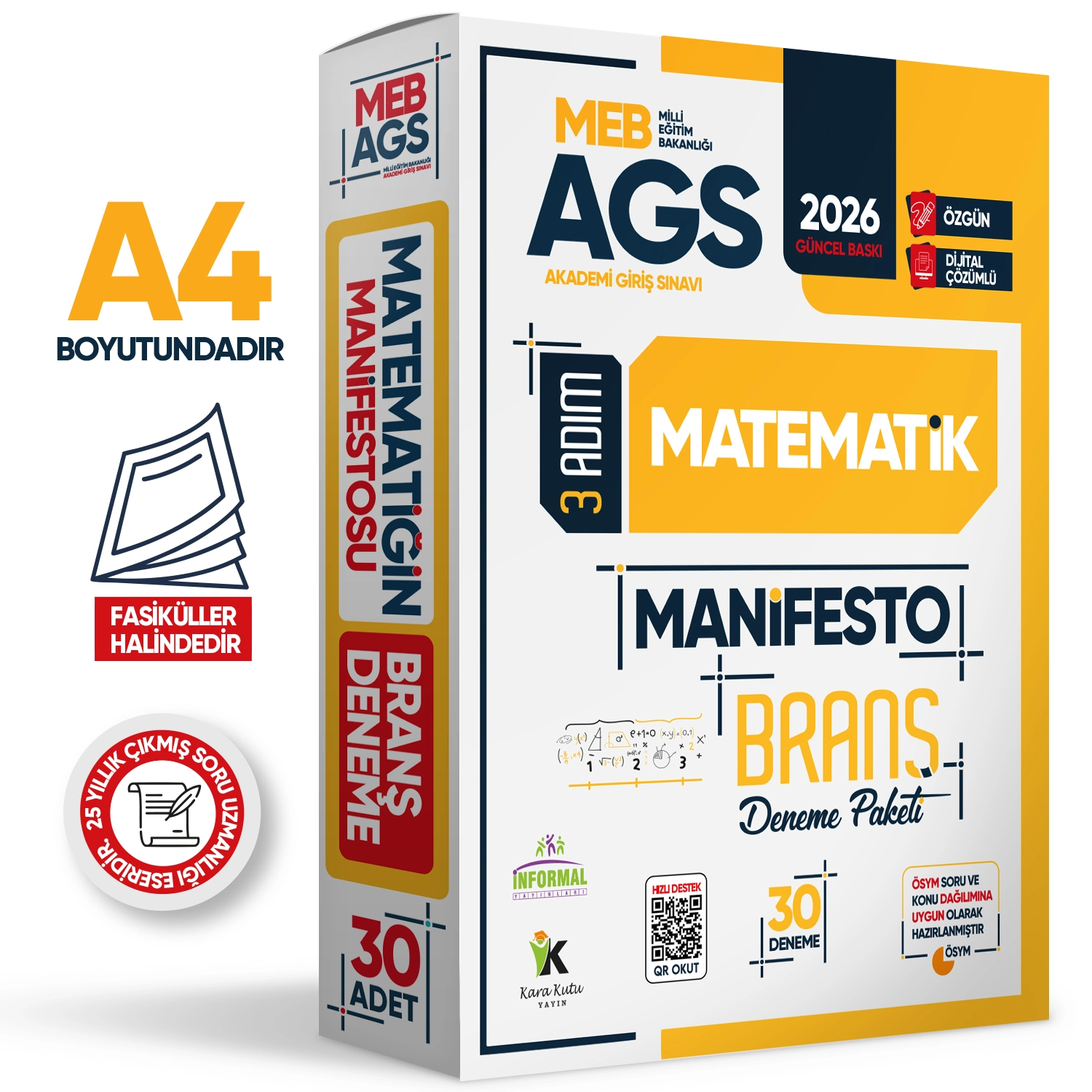 2026 MEB AGS Sayısal Yetenek MATEMATİK 3 Adım Manifesto 30 Adet