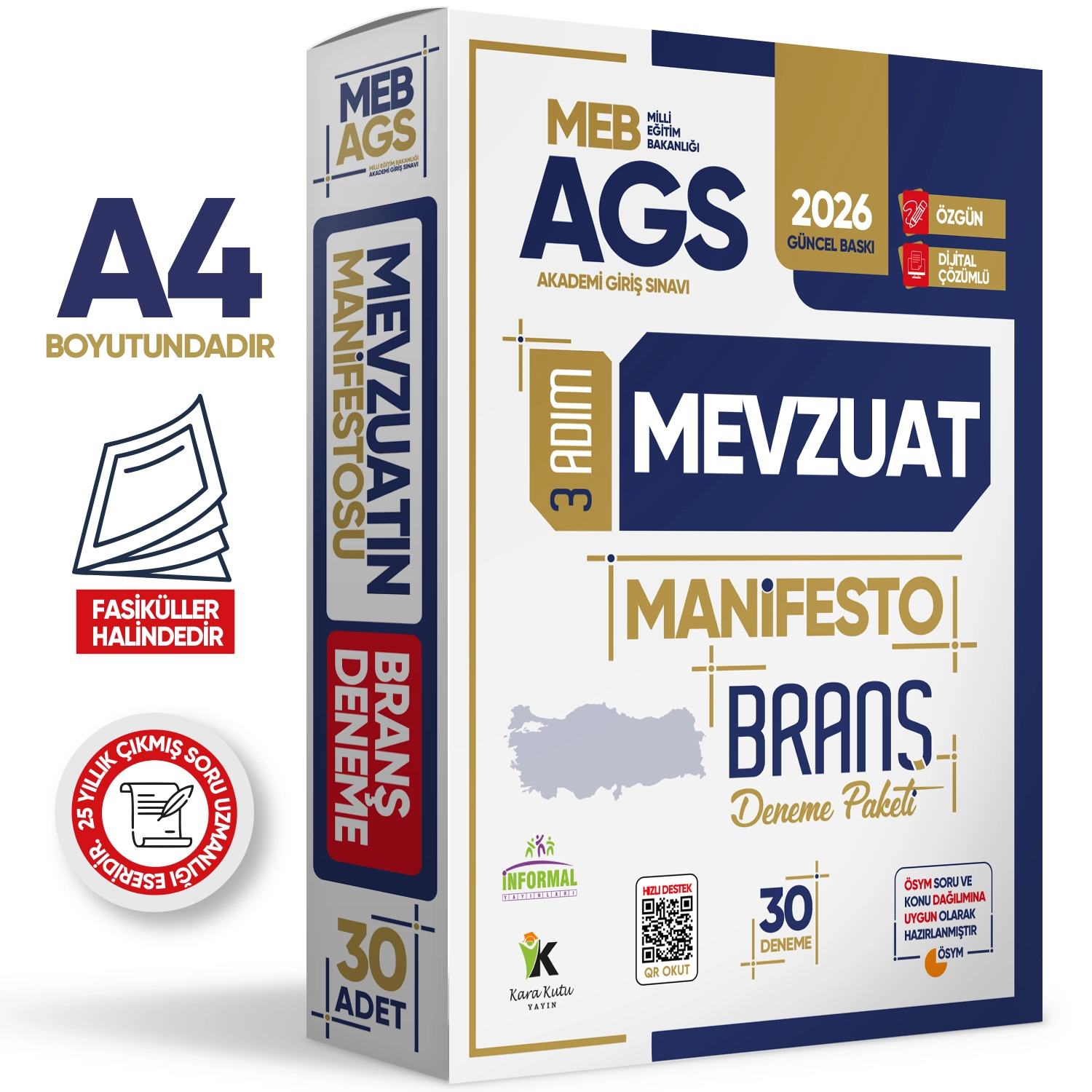 2026 MEB AGS TÜRKÇE-MATEMATİK-TARİH-COĞRAFYA-MEVZUAT 3 Adım 5li Manifesto 150 Adet Branş Deneme Seti