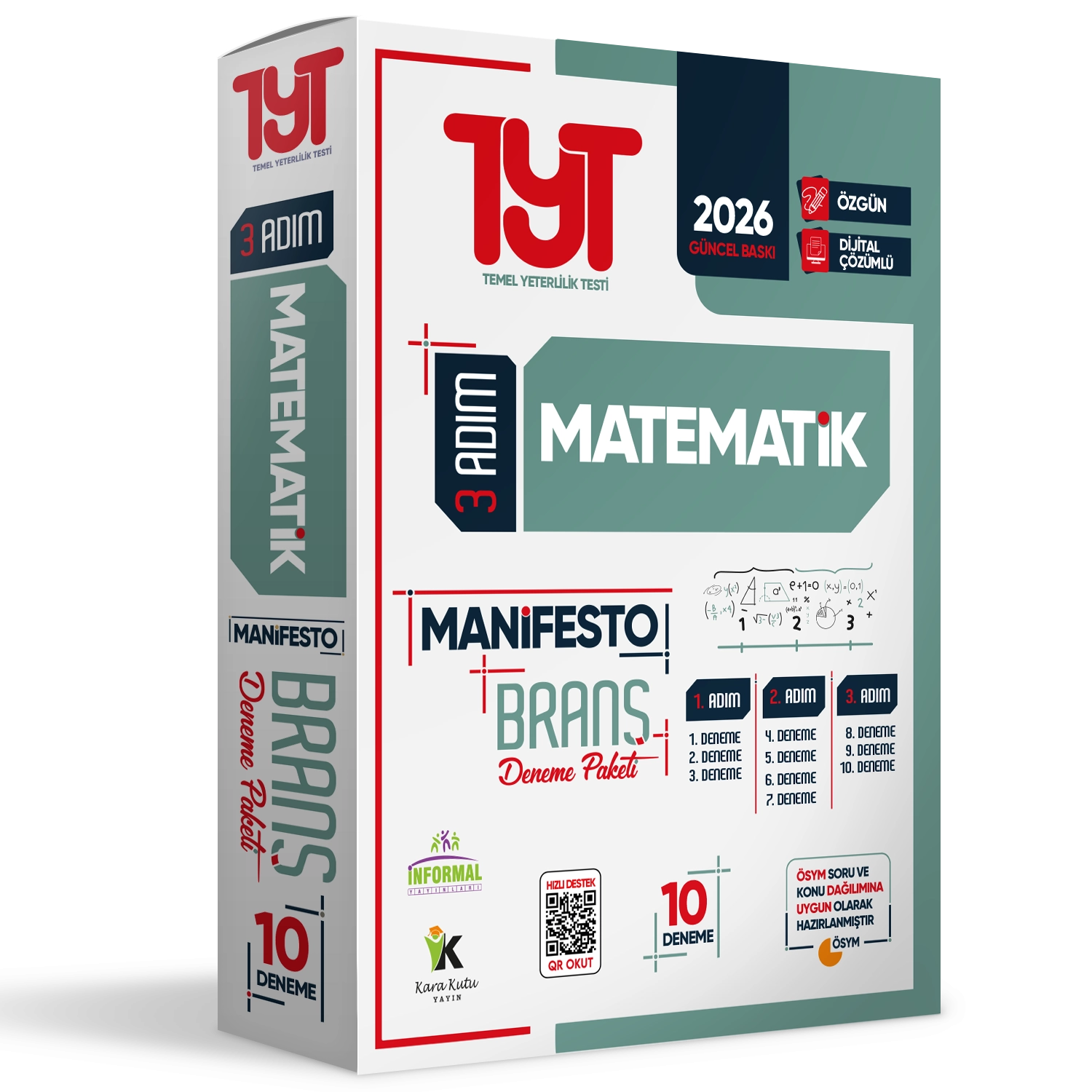 2026 YKS TYT Matematik 3 Adım Manifesto 10 Adet Branş Deneme Paketi Dijital Çözümlü