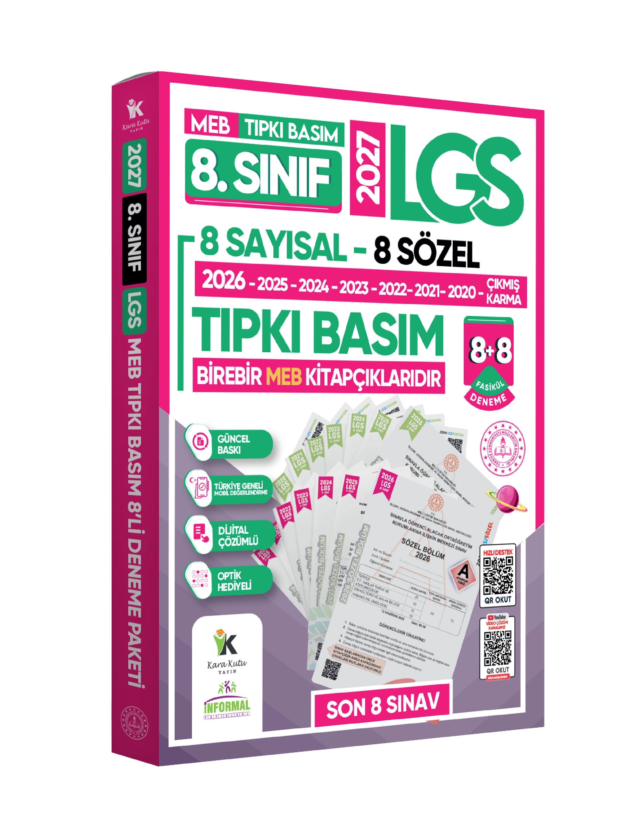 2027 8.Sınıf LGS Tıpkı Basım Çıkmış Soru 8+8 Deneme Paketi (Say+Söz) Türkiye Geneli Dijital Çözümlü