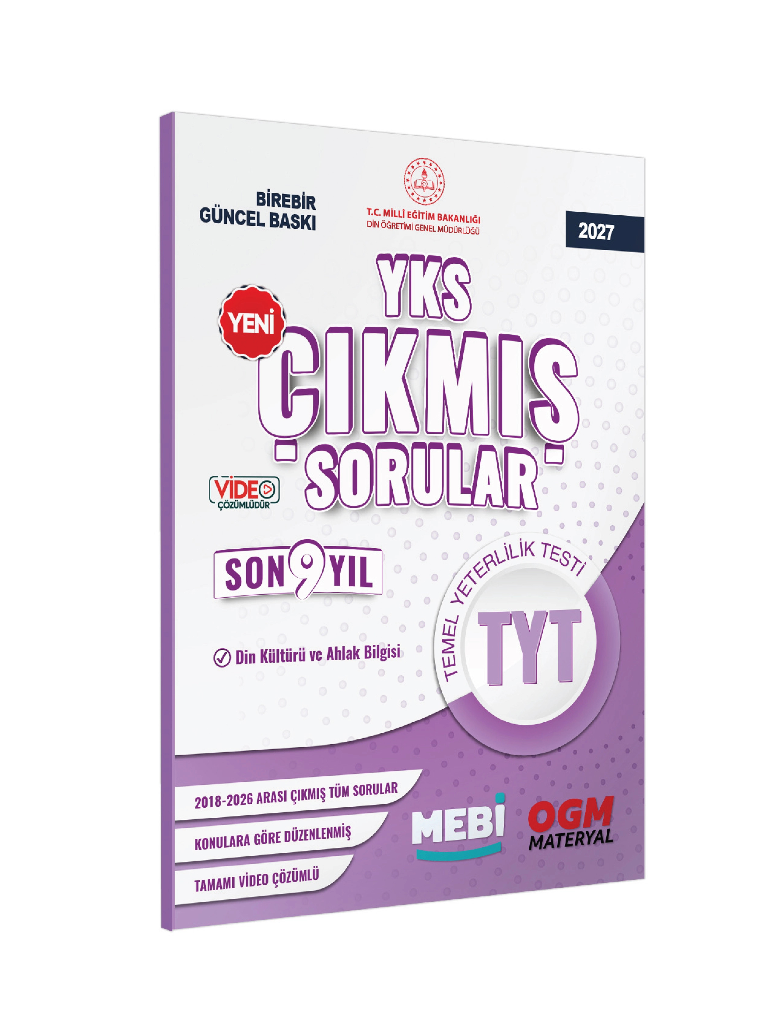 2027 YKS-TYT MEBİ DİN KÜLTÜRÜ ve AHLAK BİLGİSİ ÖSYM Çıkmış Soru Bankası SÖZEL Son 9 Yıl BASKI ÜCRETİ