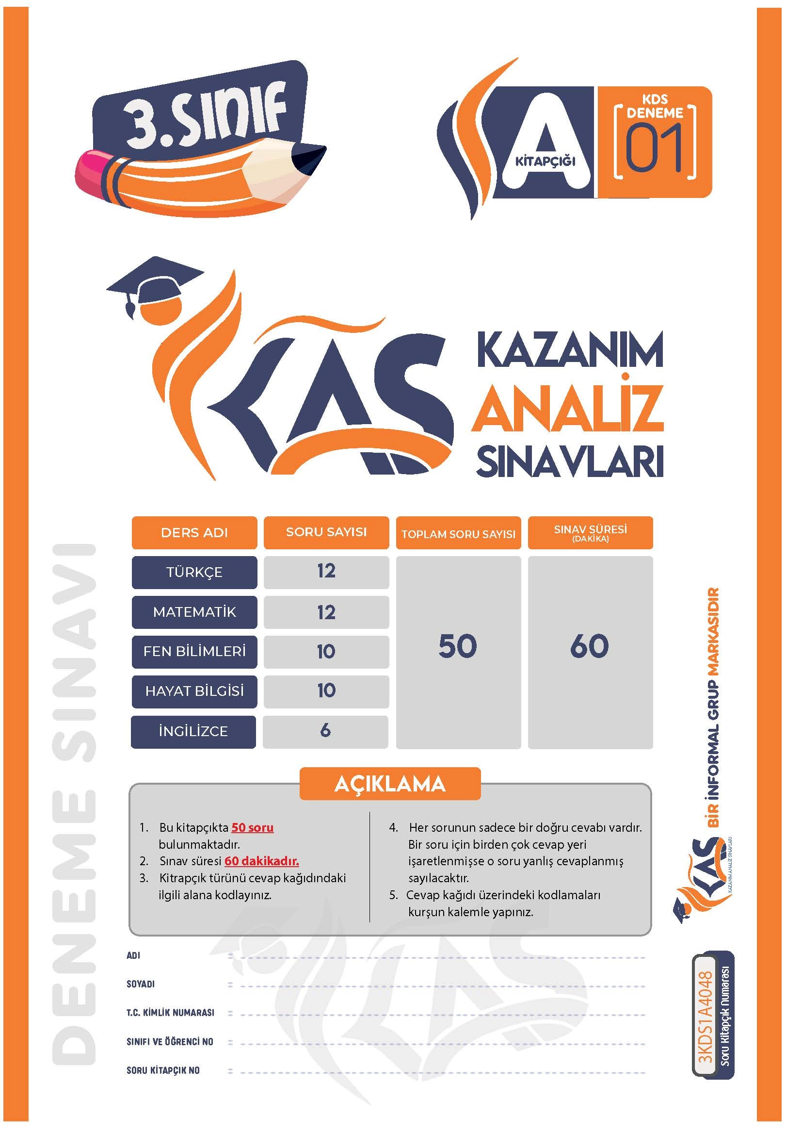 2026 3.Sınıf #hashtag Kazanım Değerlendirme Sınavı 4lü SARMAL