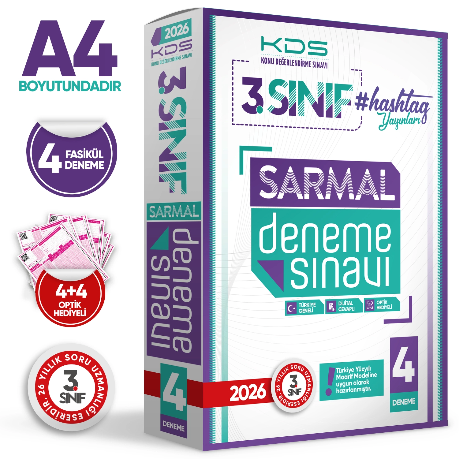 2026 3.Sınıf #hashtag Kazanım Değerlendirme Sınavı 4lü SARMAL