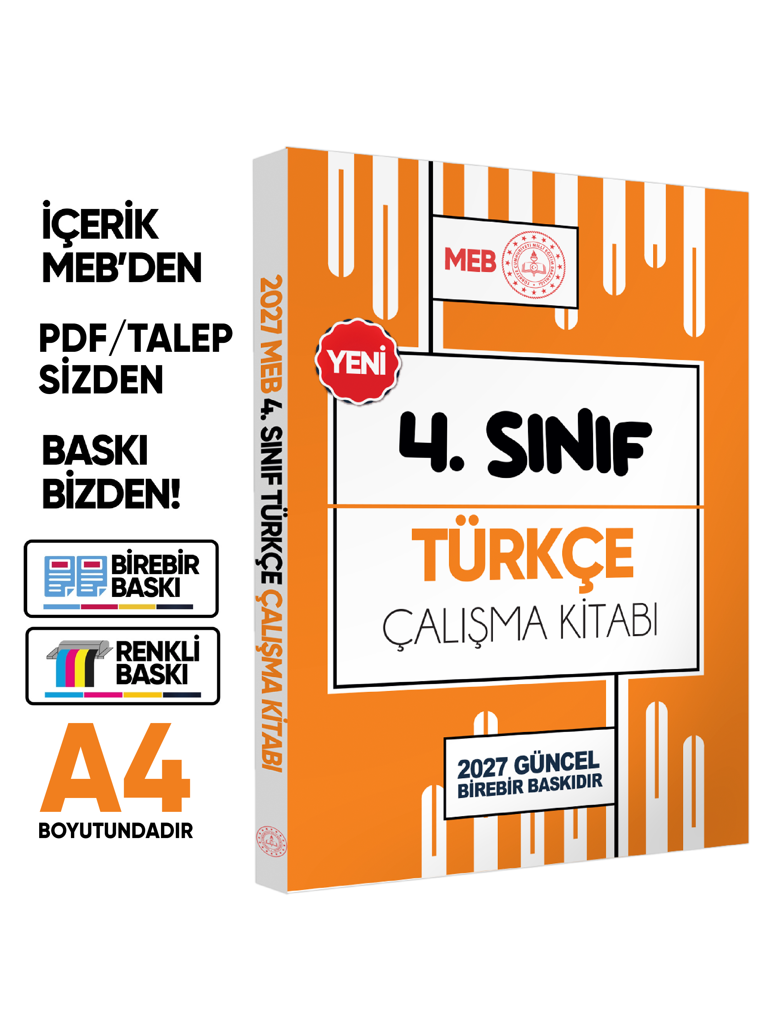 2027 MEB ÖDM İlkokul 4.Sınıf Çalışma Kitabı Alıştırmalı Soru Bankası 4lü SET RENKLİ BASKI ÜCRETİ