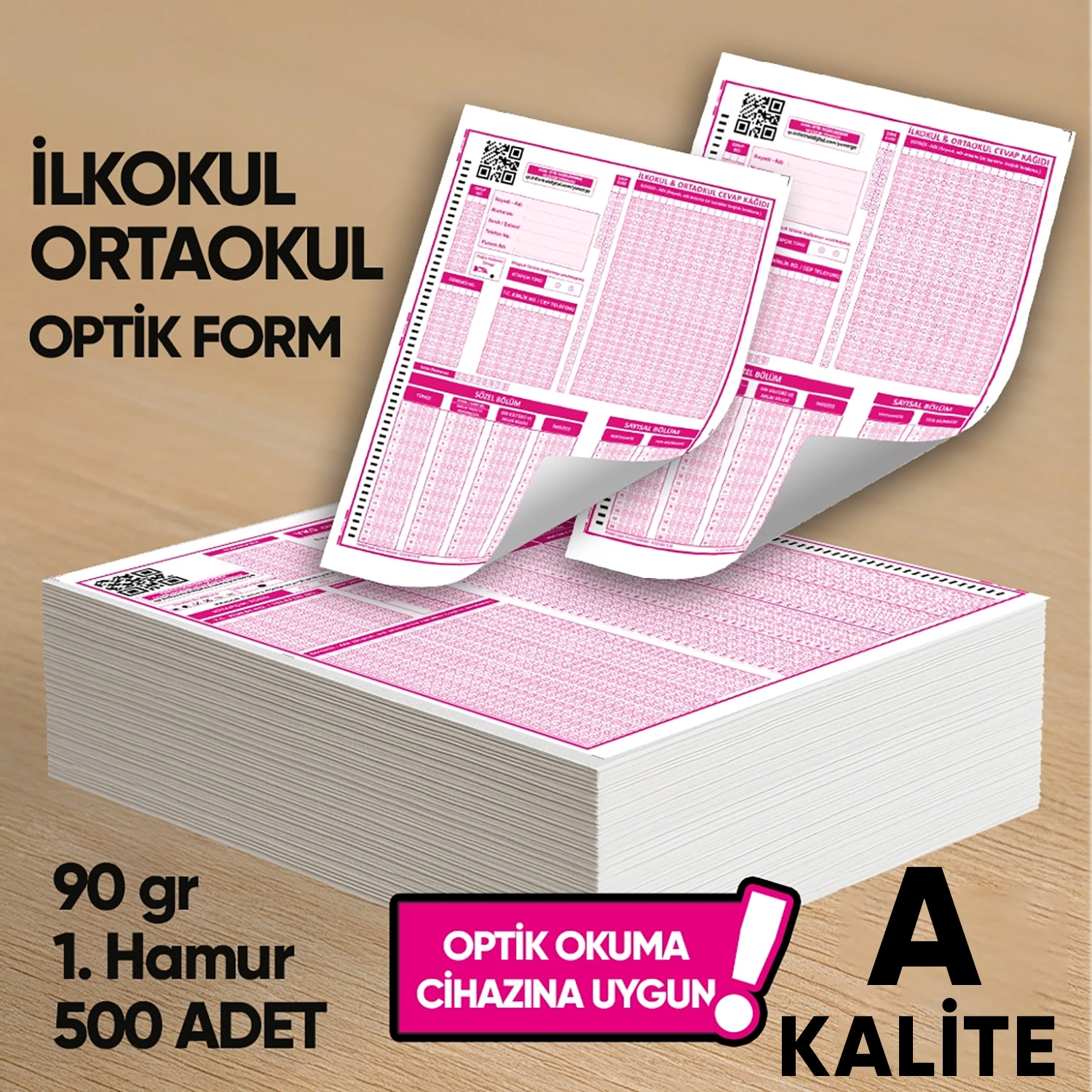 İlkokul-Ortaokul%20Deneme%20Sınavları%20İçin%20500%20Adet%20(90.GR)%20Optik%20Form%20-%20Optik%20Okuma%20Uyumlu