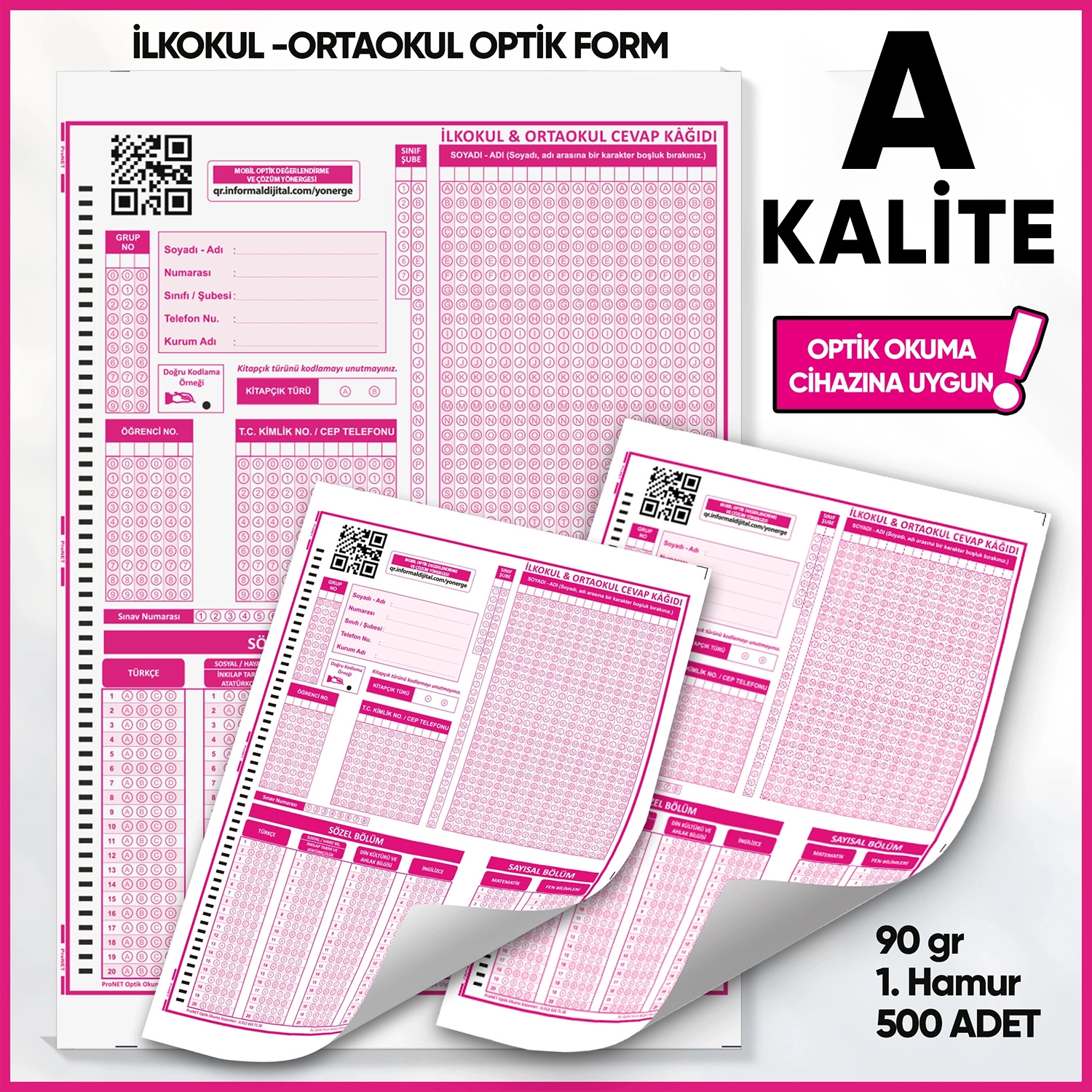 İlkokul-Ortaokul%20Deneme%20Sınavları%20İçin%20500%20Adet%20(90.GR)%20Optik%20Form%20-%20Optik%20Okuma%20Uyumlu