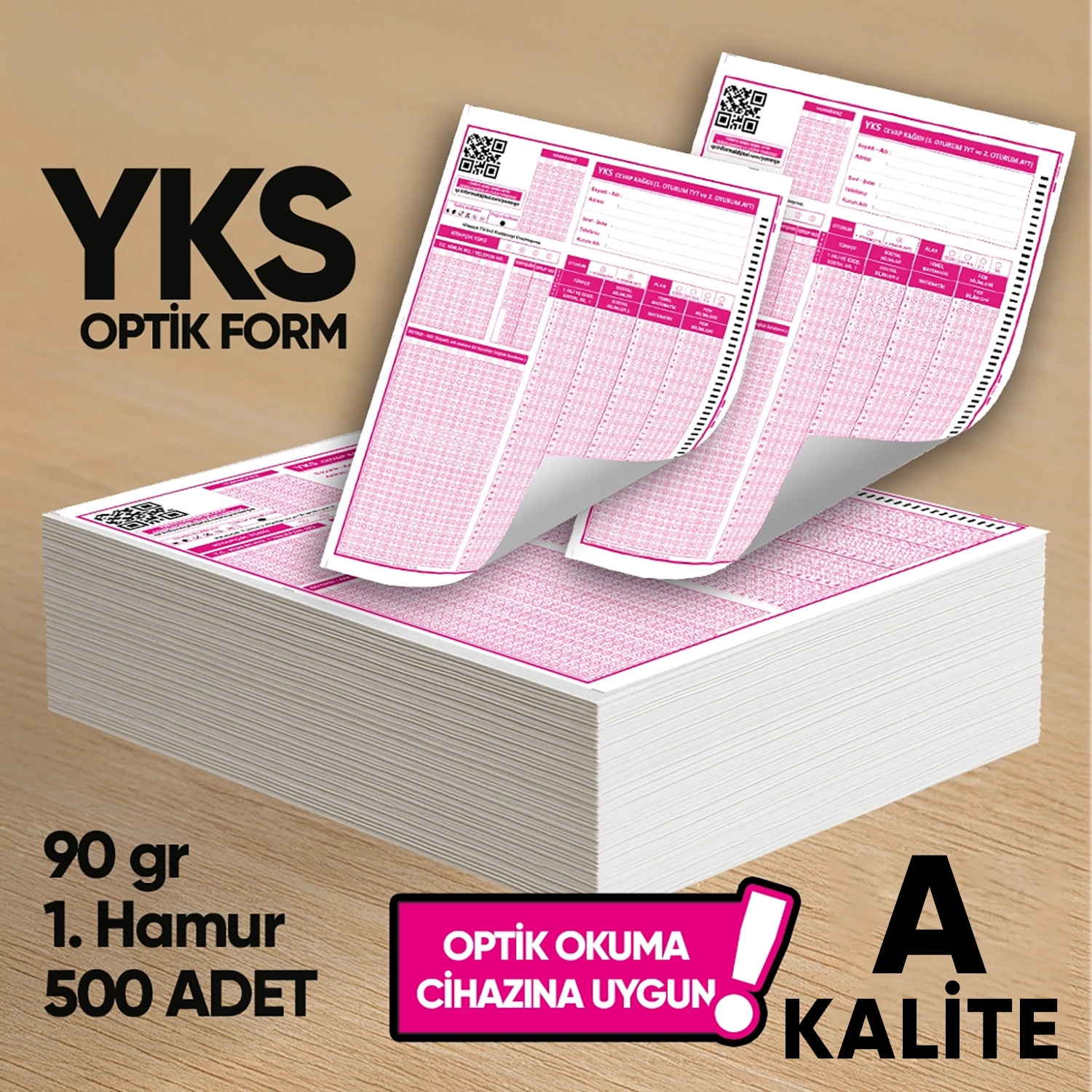 YKS-MSÜ Deneme Sınavları İçin 500 Adet (90.GR) Optik Form - Optik Okuma Uyumlu