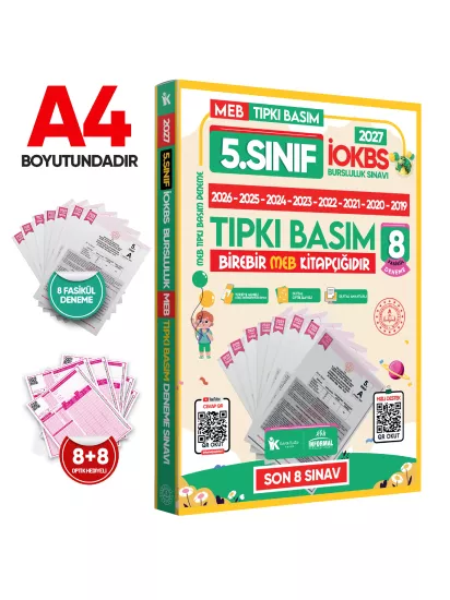 2027 5.Sınıf İOKBS PAKET 8li Tıpkı Basım/Tüm Dersler Tek Kitap Çözümlü Çıkmış Soru Bankası 2li Set