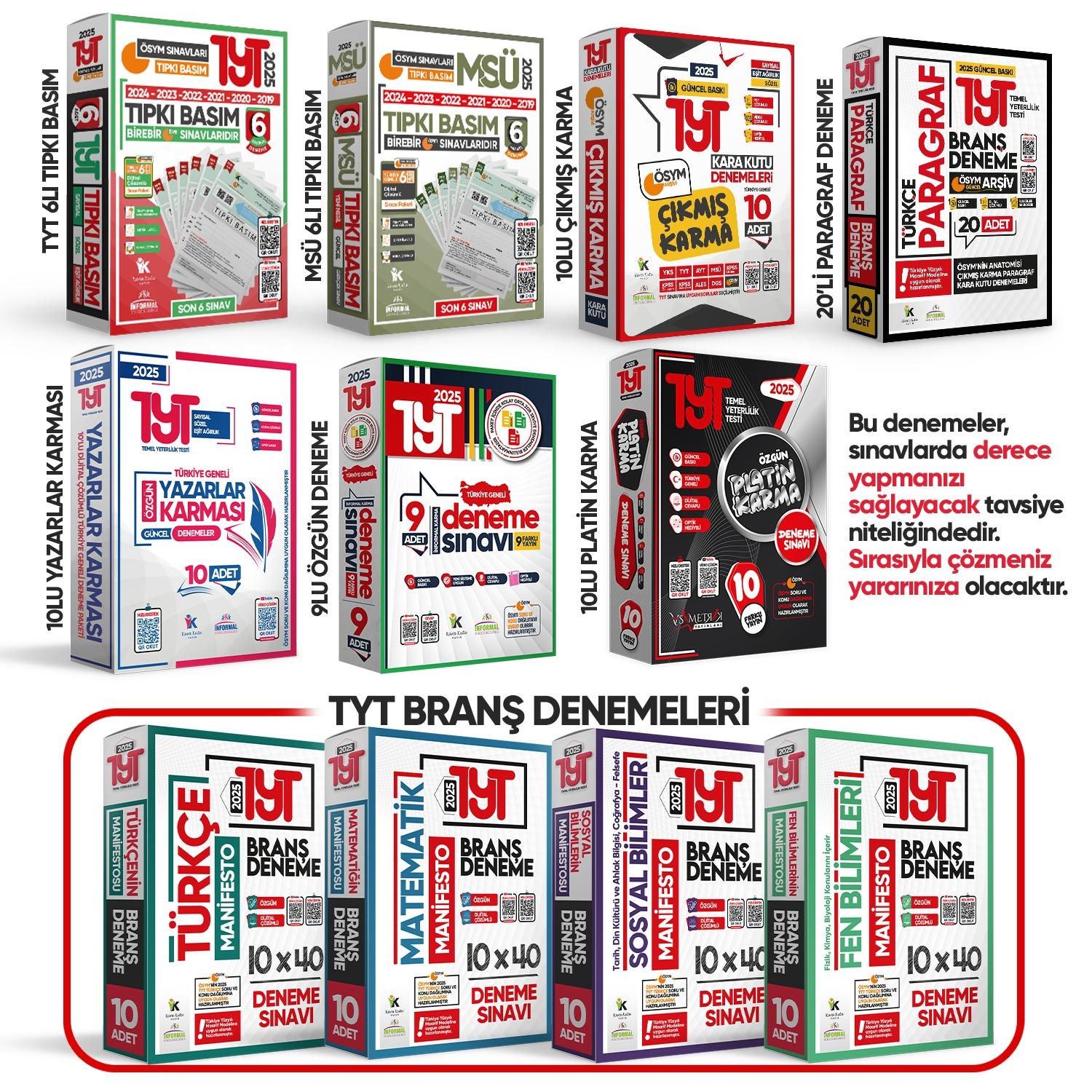 2025 YKS TYT Türkçenin Manifestosu BRANŞ Deneme Paketi 10lu Dijital Çözümlü