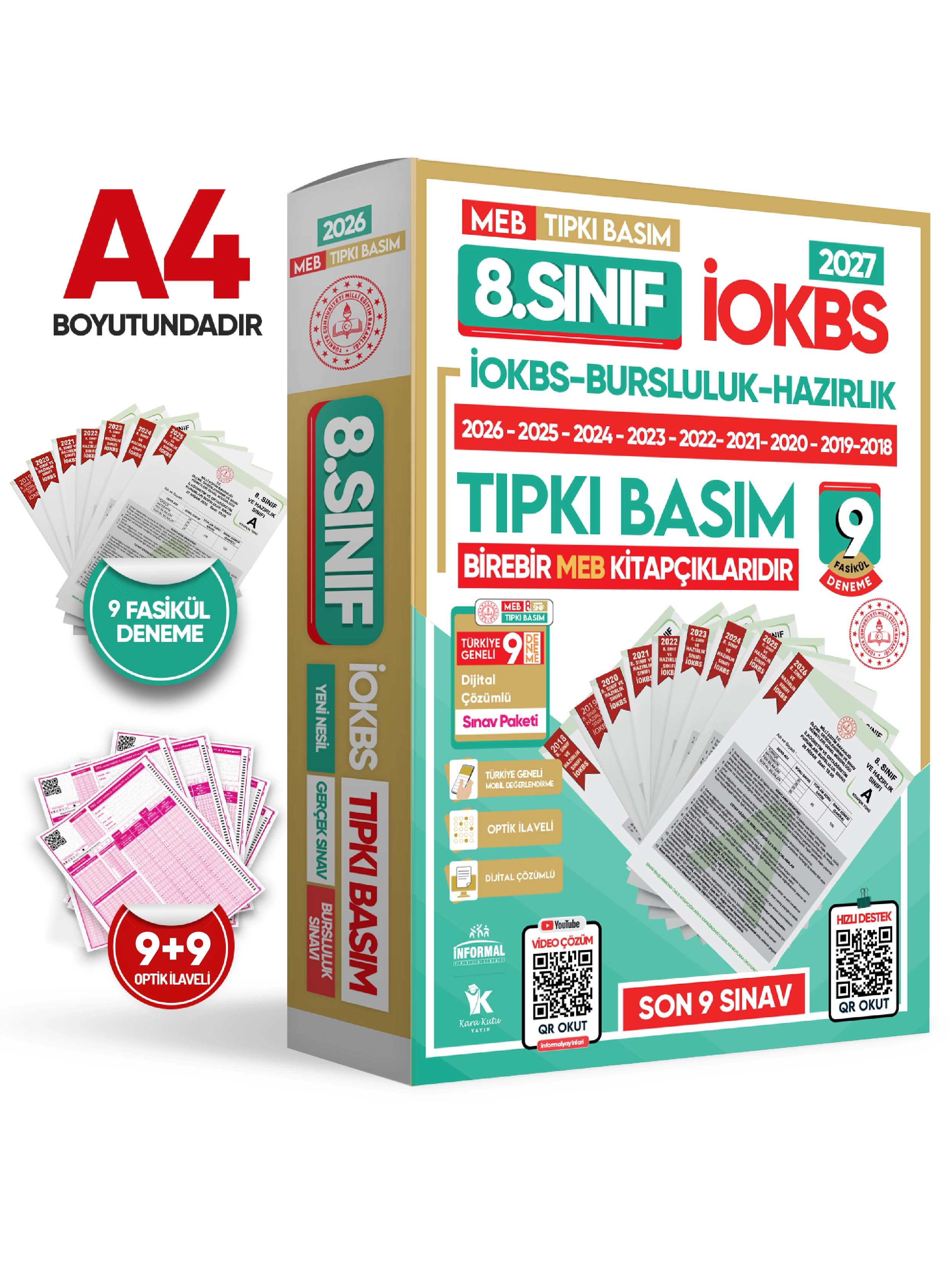 8.Sınıf İOKBS Bursluluk ALTIN PAKET Soru Bankası ve 9lu Tıpkı Basım Deneme Seti