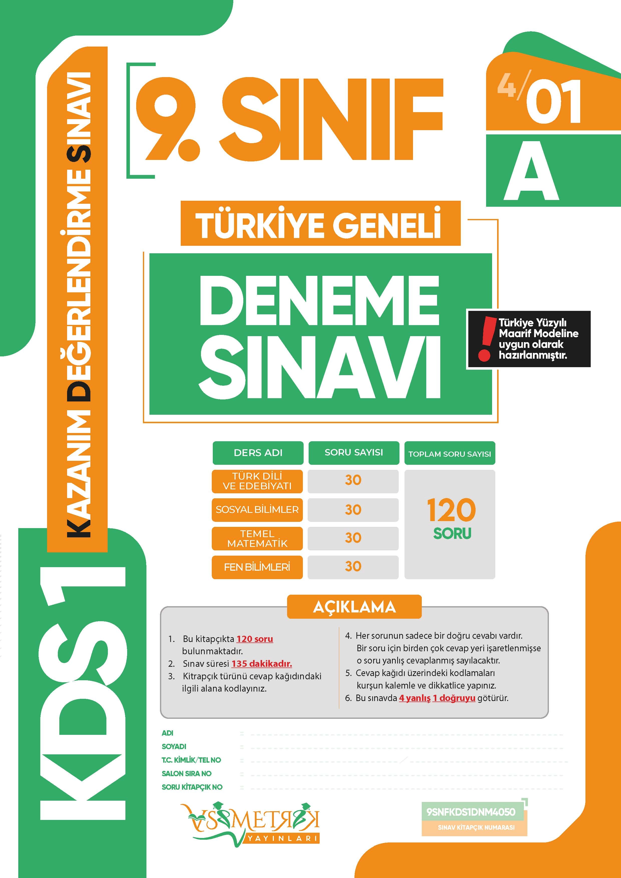 2026 9.Sınıf Yeni Sistem KDS SARMAL Deneme Paketi 5li Türkiye