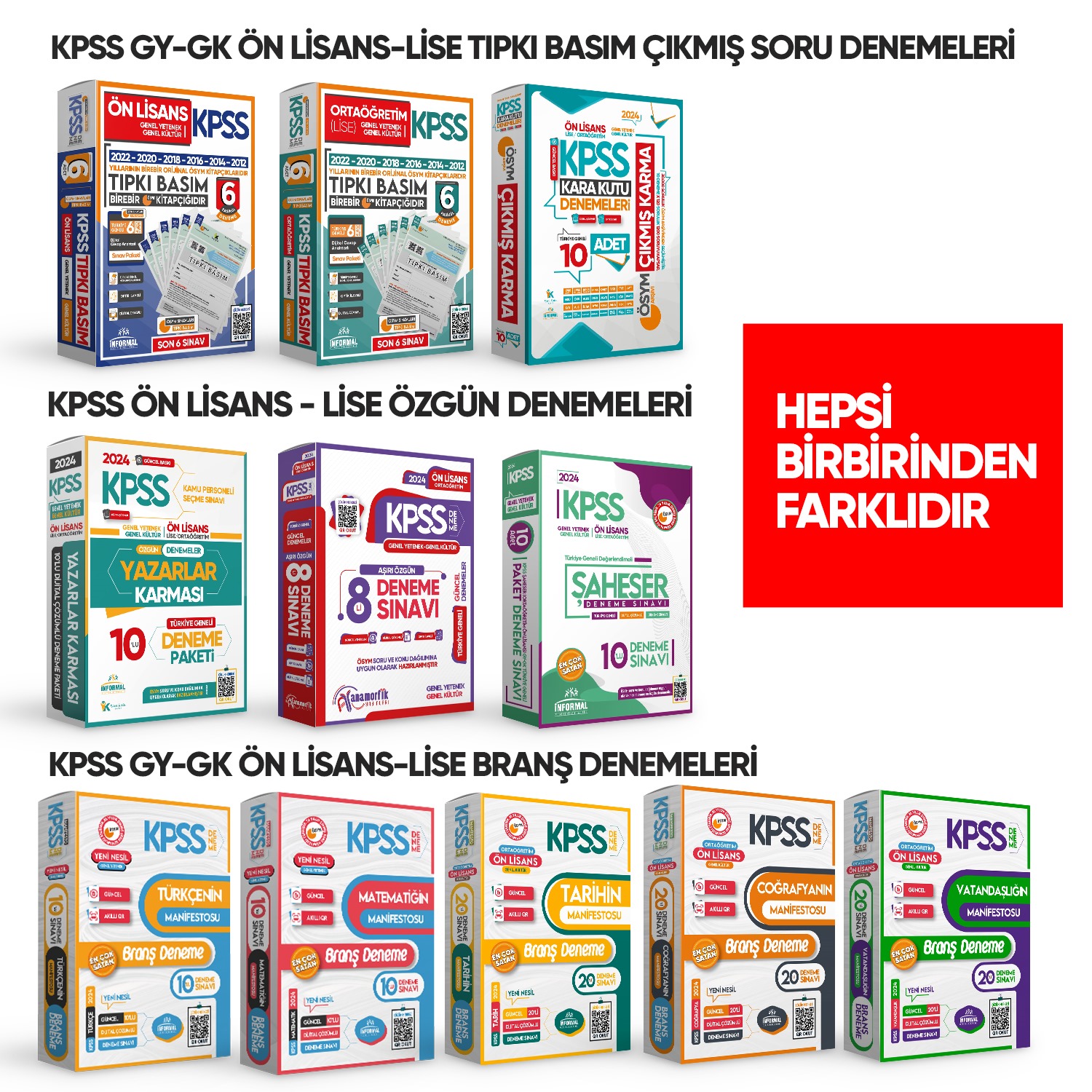 2024 KPSS Ortaöğretim/Lise Gy- Gk Türkiye Geneli Kurumsal 10’lu Dijital Çözümlü Paket Deneme