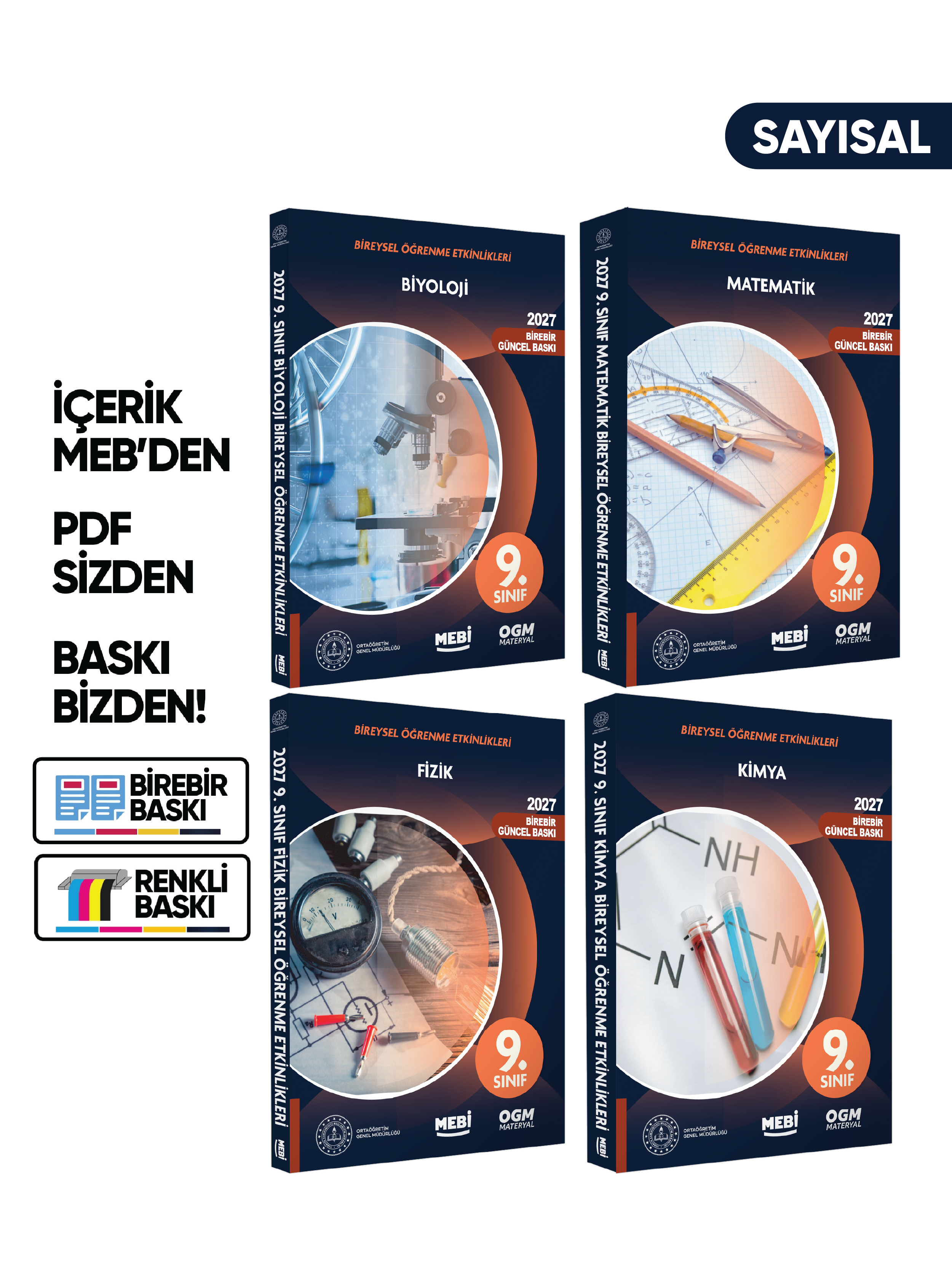 2027 MEBİ 9.Sınıf Maarif Modeli Müfredatı SAYISAL Bireysel Öğrenme Etkinlik Kitap SETİ Baskı Ücreti