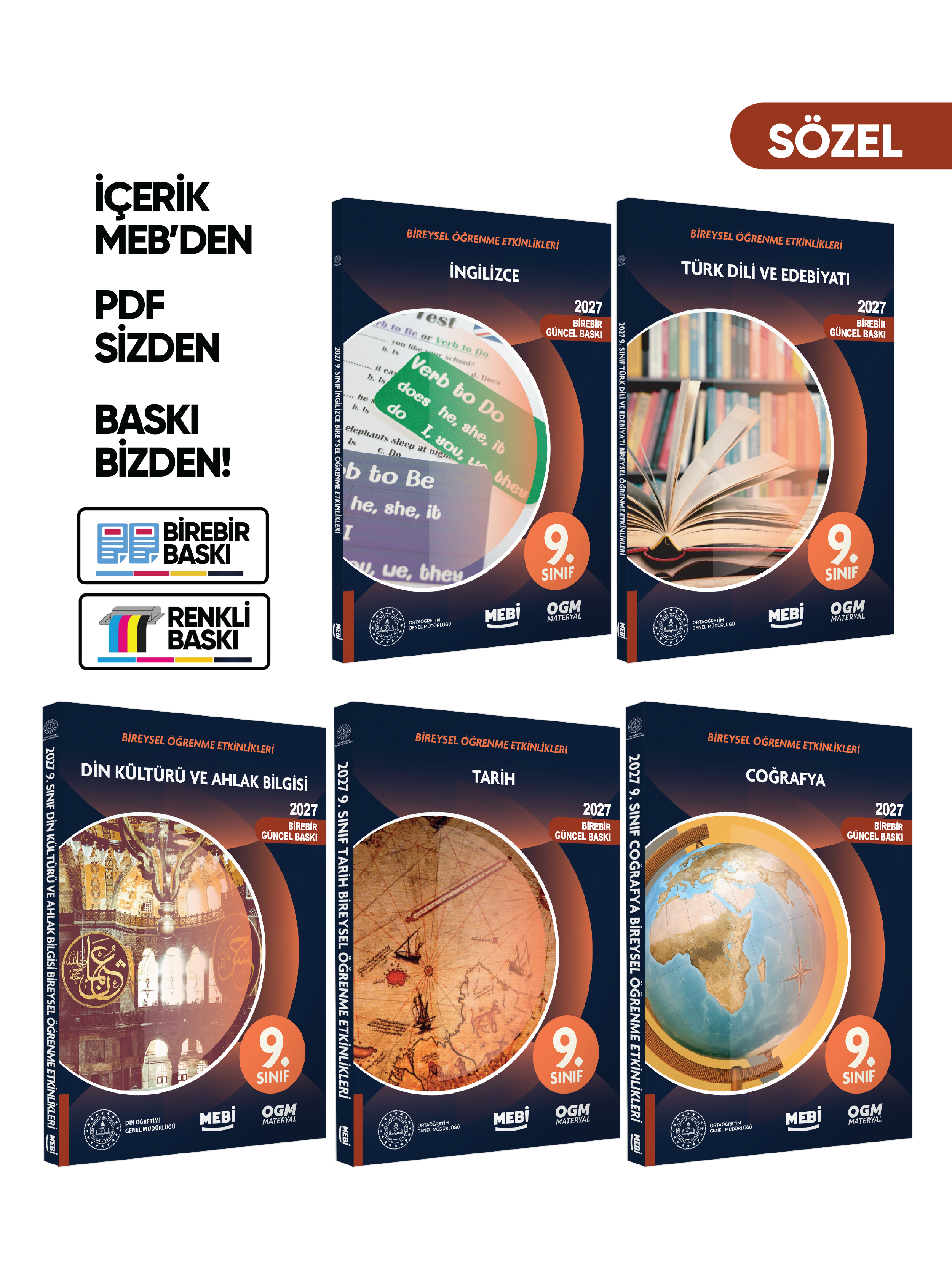 2027 MEBİ 9.Sınıf Maarif Modeli Müfredatı SÖZEL Bireysel Öğrenme Etkinlik Kitap SETİ Baskı Ücreti
