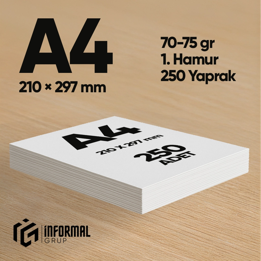 İnformal%20Fotokopi%20Kağıdı%20Premium%20Kalite%20A4%20250%20Yaprak%201.%20Hamur