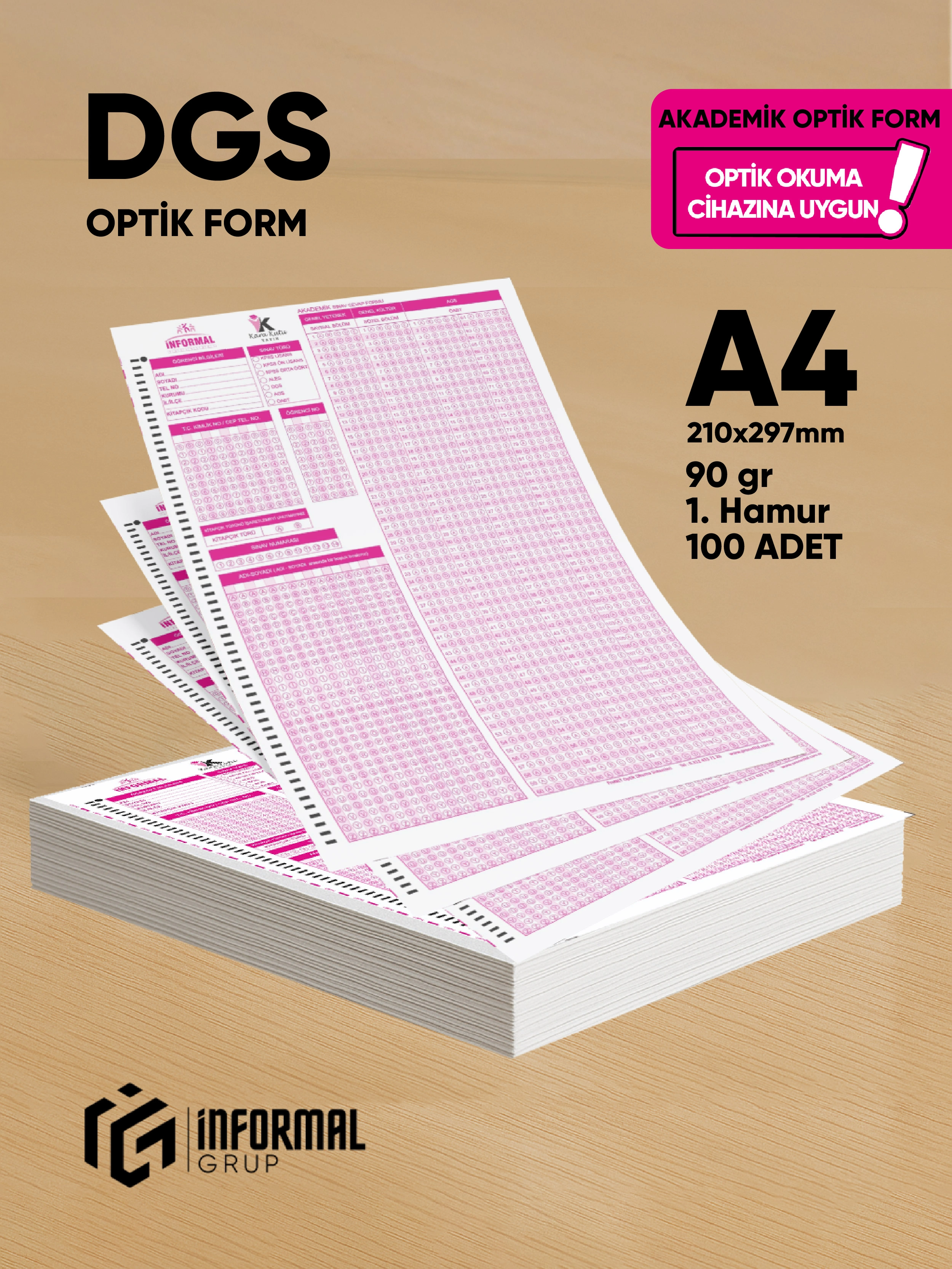 DGS Akademik Değerlendirme Optik Formu (100 Adet - 90 gr - Optik Okuma Cihazlarıyla Uyumlu)