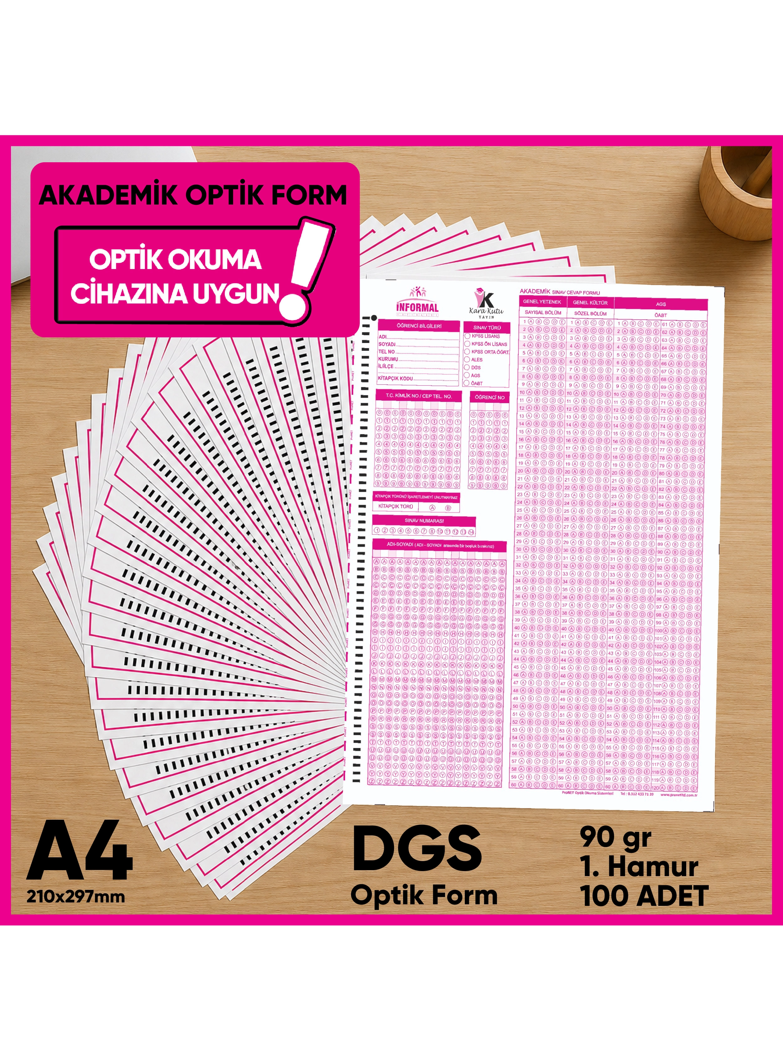 DGS Akademik Değerlendirme Optik Formu (100 Adet - 90 gr - Optik Okuma Cihazlarıyla Uyumlu)