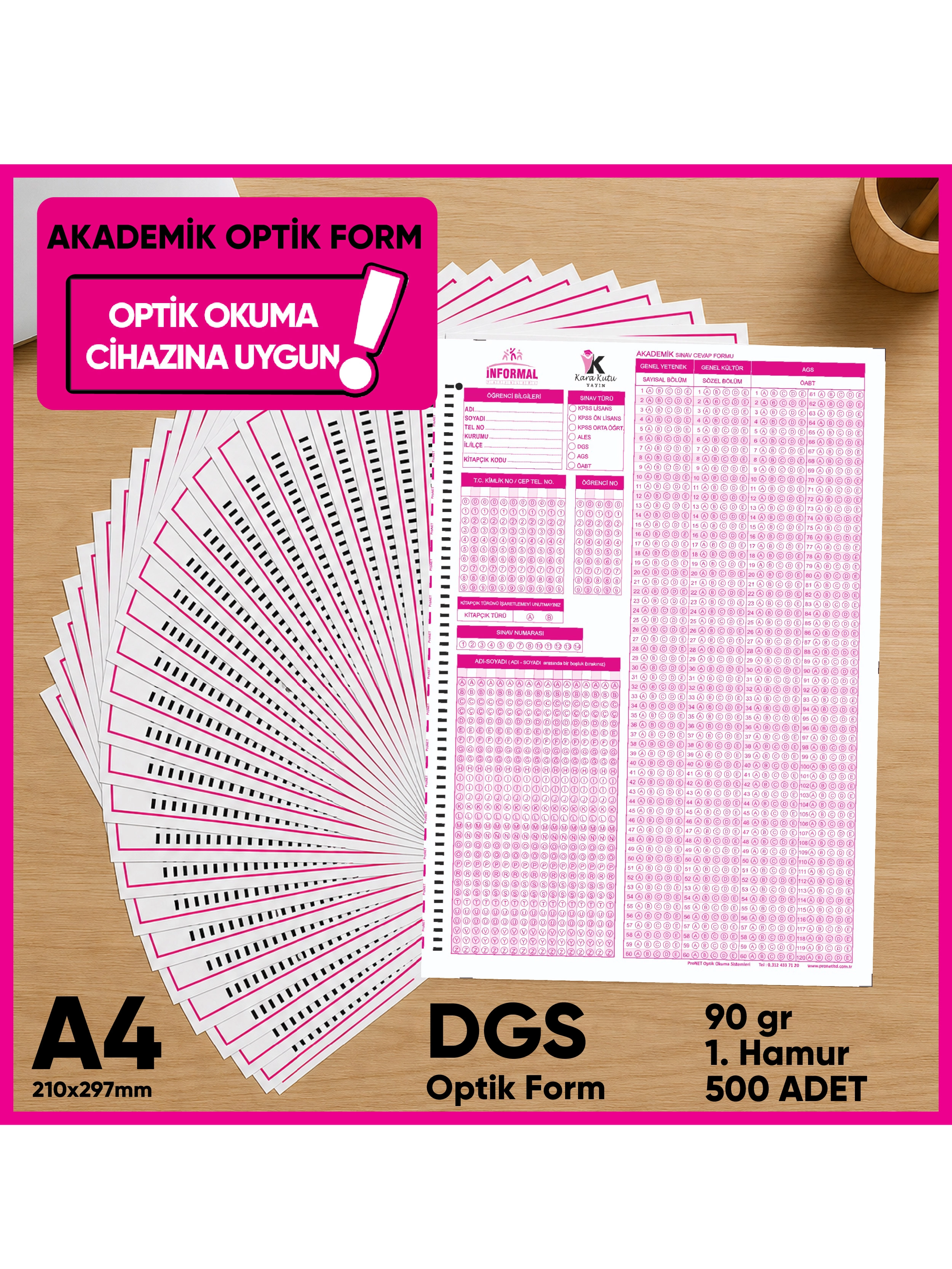 DGS Akademik Değerlendirme Optik Formu (500 Adet - 90 gr - Optik Okuma Cihazlarıyla Uyumlu)