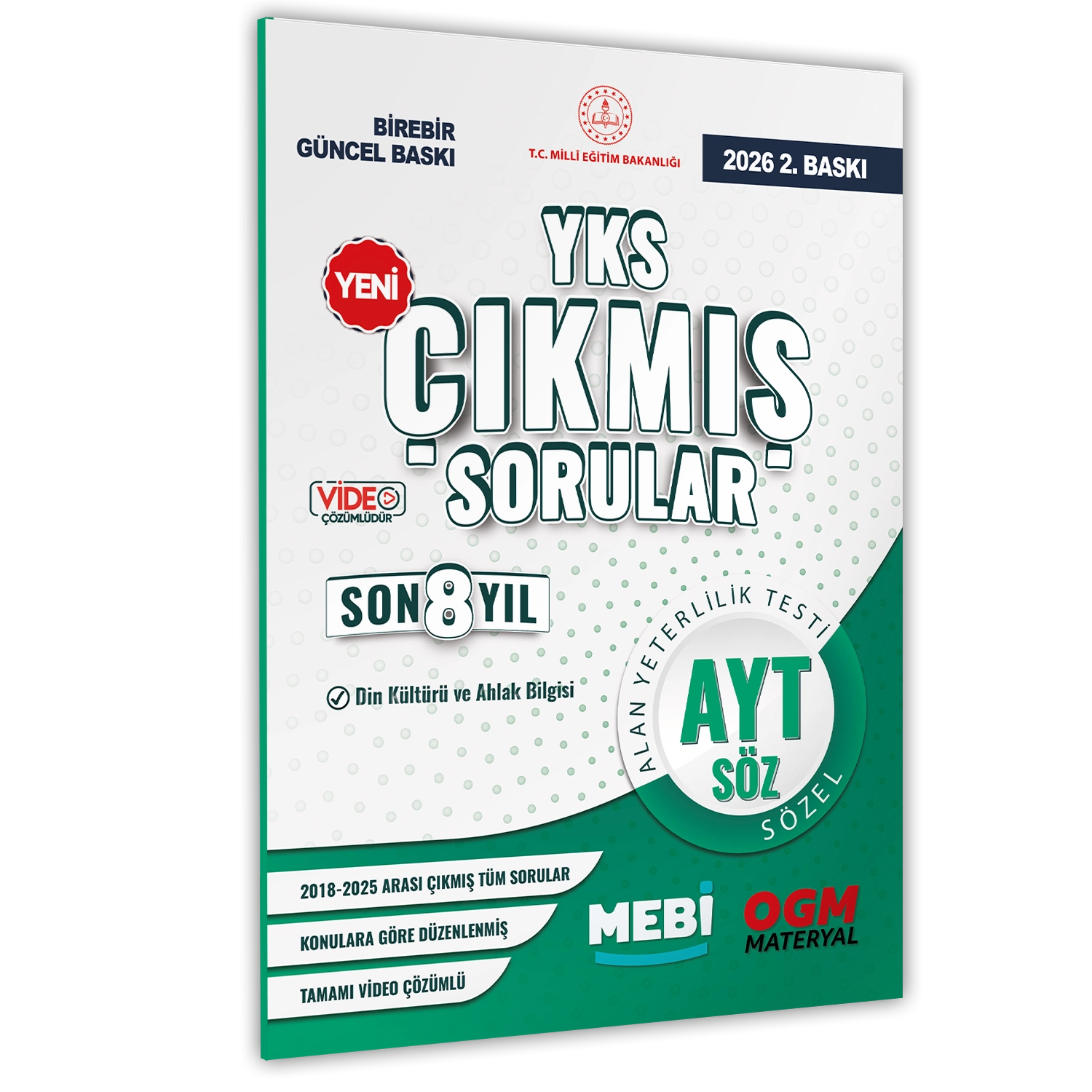 2026 YKS-AYT MEBİ DİN KÜLTÜRÜ ve AHLAK BİLGİSİ ÖSYM Çıkmış Soru Bankası SÖZEL Son 8 Yıl BASKI ÜCRETİ