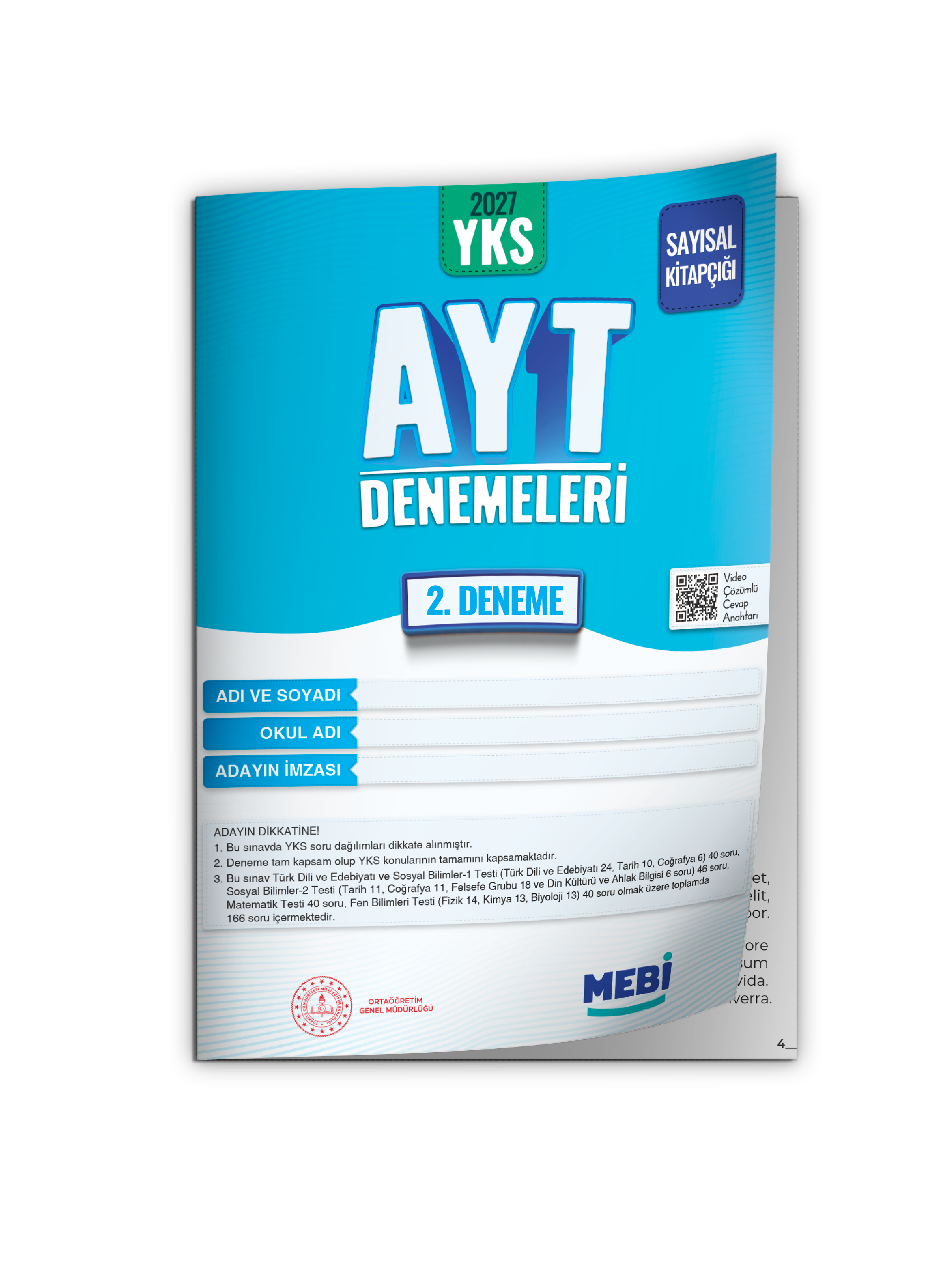 2027 YKS-AYT SAYISAL MEBİ ONLİNE Türkiye Geneli 2. Deneme Büyük Boy RENKLİ BASKI ÜCRETİ