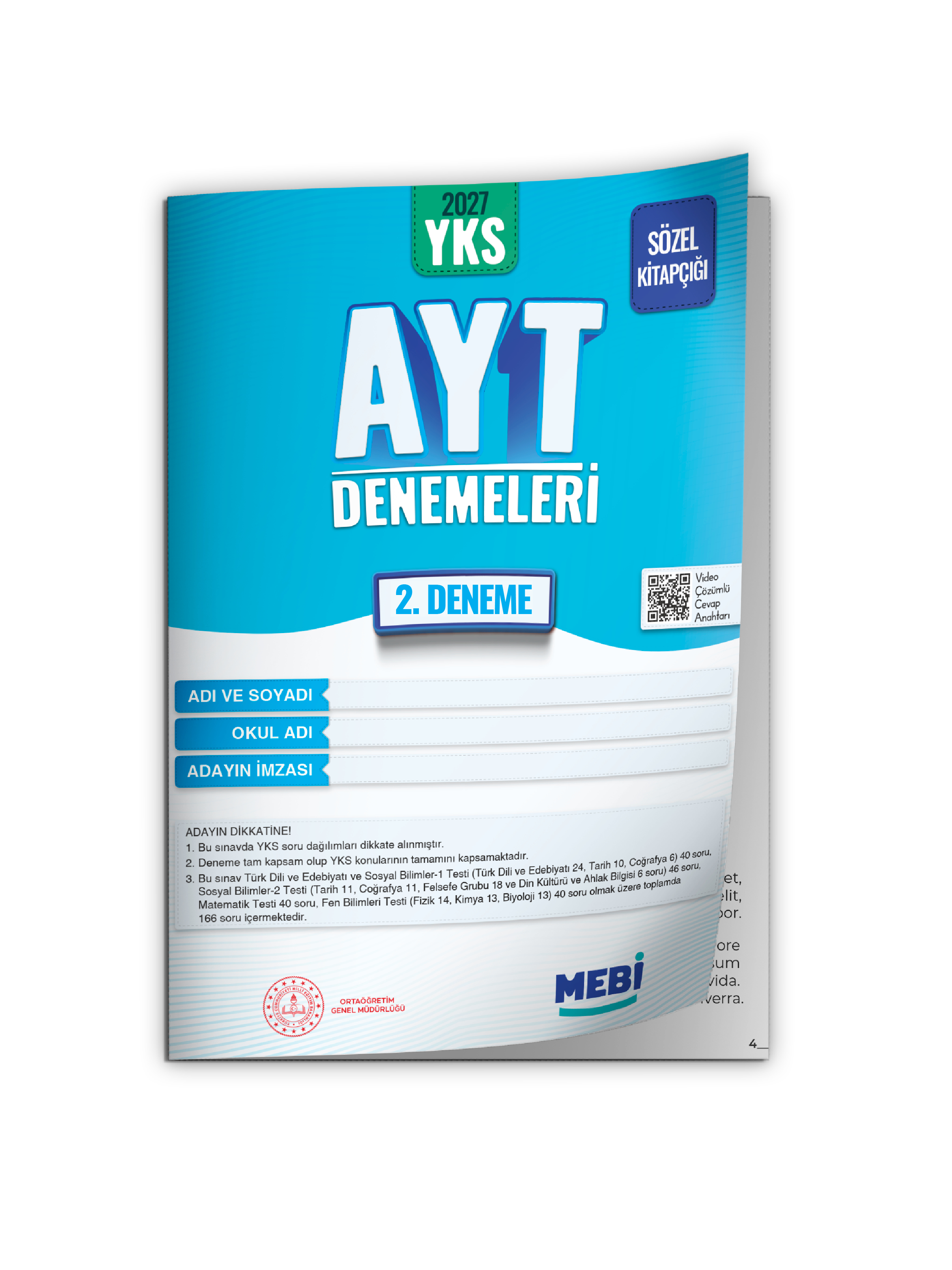 2027 YKS-AYT SÖZEL MEBİ ONLİNE Türkiye Geneli 2. Deneme Büyük Boy RENKLİ BASKI ÜCRETİ