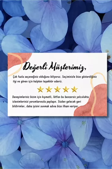 Değerli Müşterimiz Temalı Renkli Teşekkür ve Yorum Artırıcı Kart 500 adet 8x5cm Yüksek Kalite 300 gr