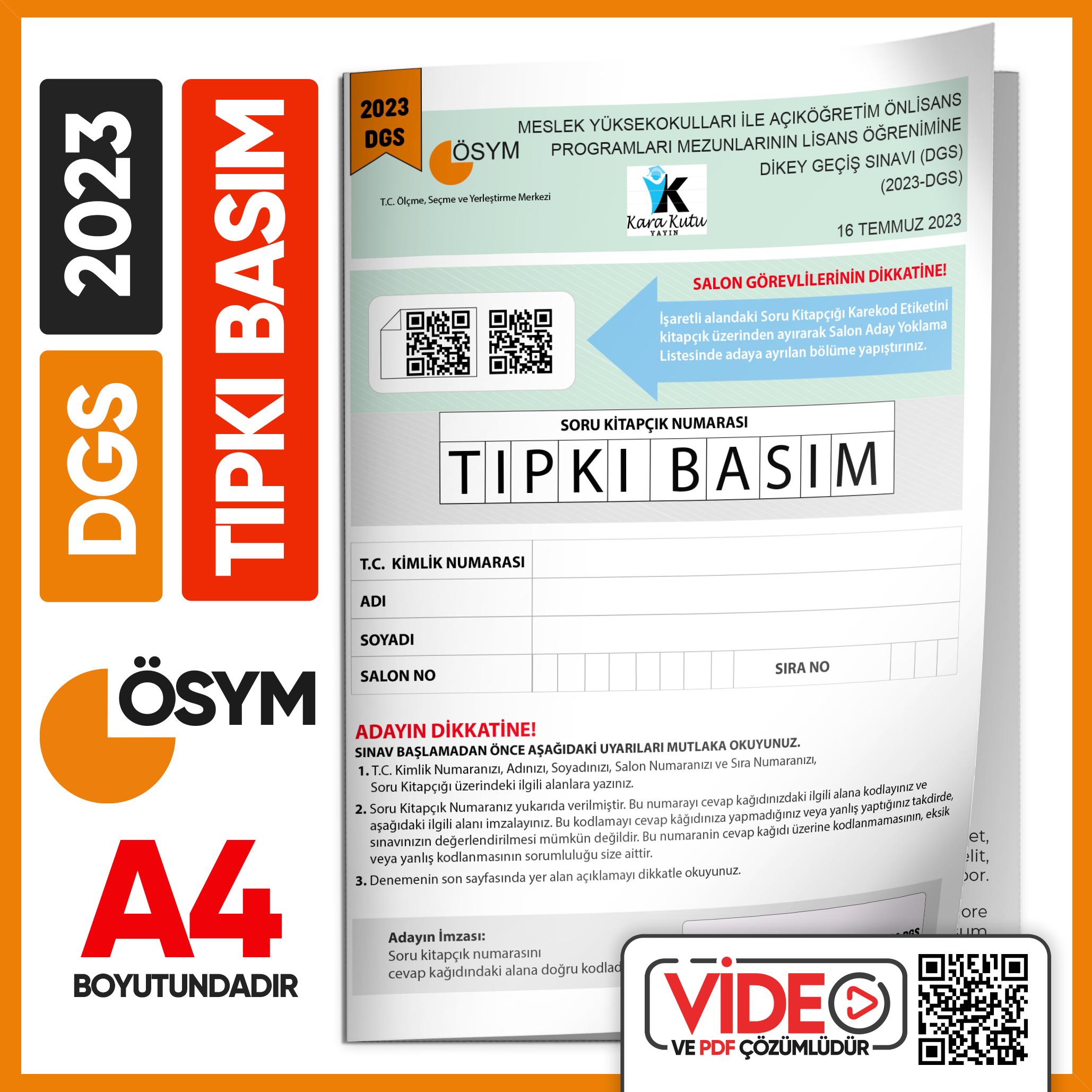 2023 DGS Sayısal-Sözel ÖSYM Tıpkı Basım Çıkmış Soru Deneme