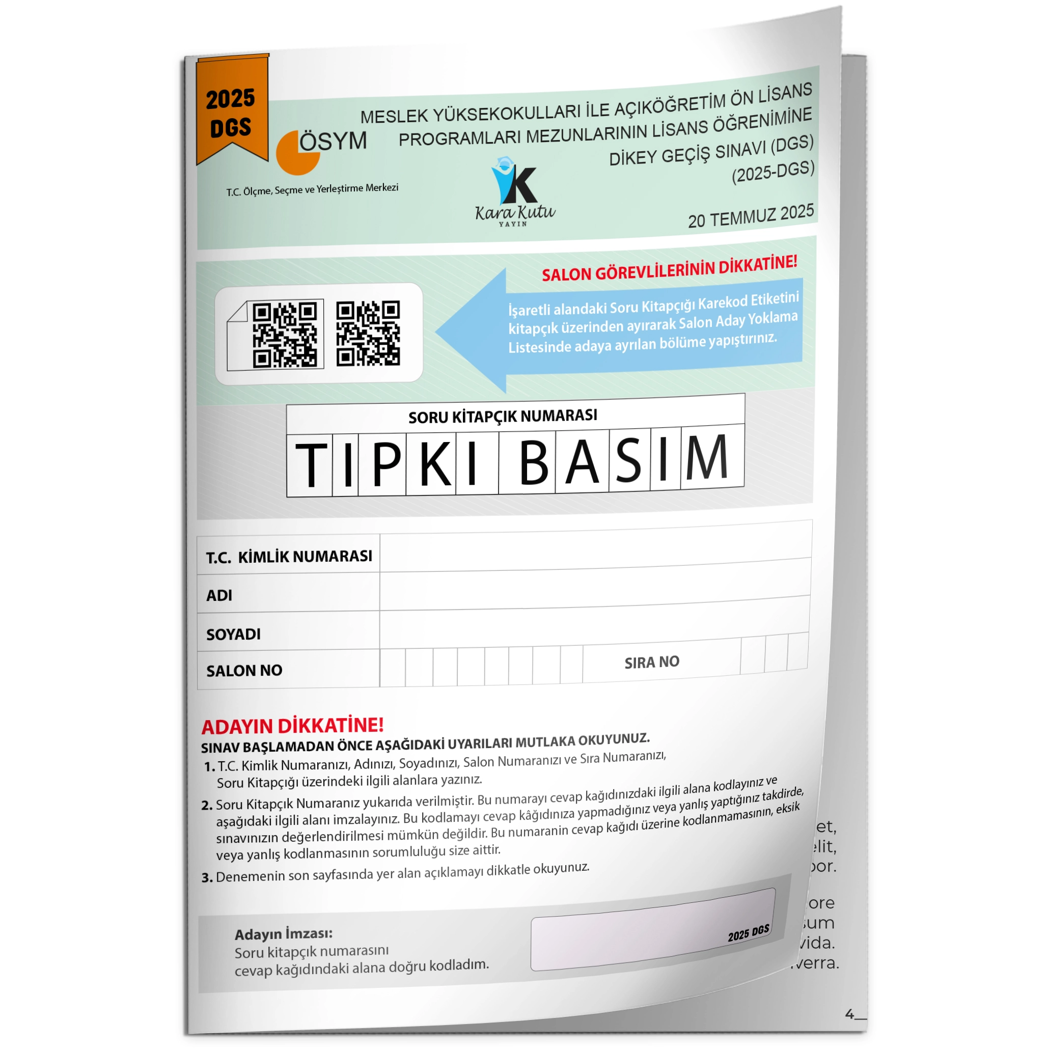 2025 DGS Sayısal-Sözel-TM Tıpkı Basım Çıkmış Soru ÖSYM Kitapçığı Dijital Çözümlü Türkiye Geneli