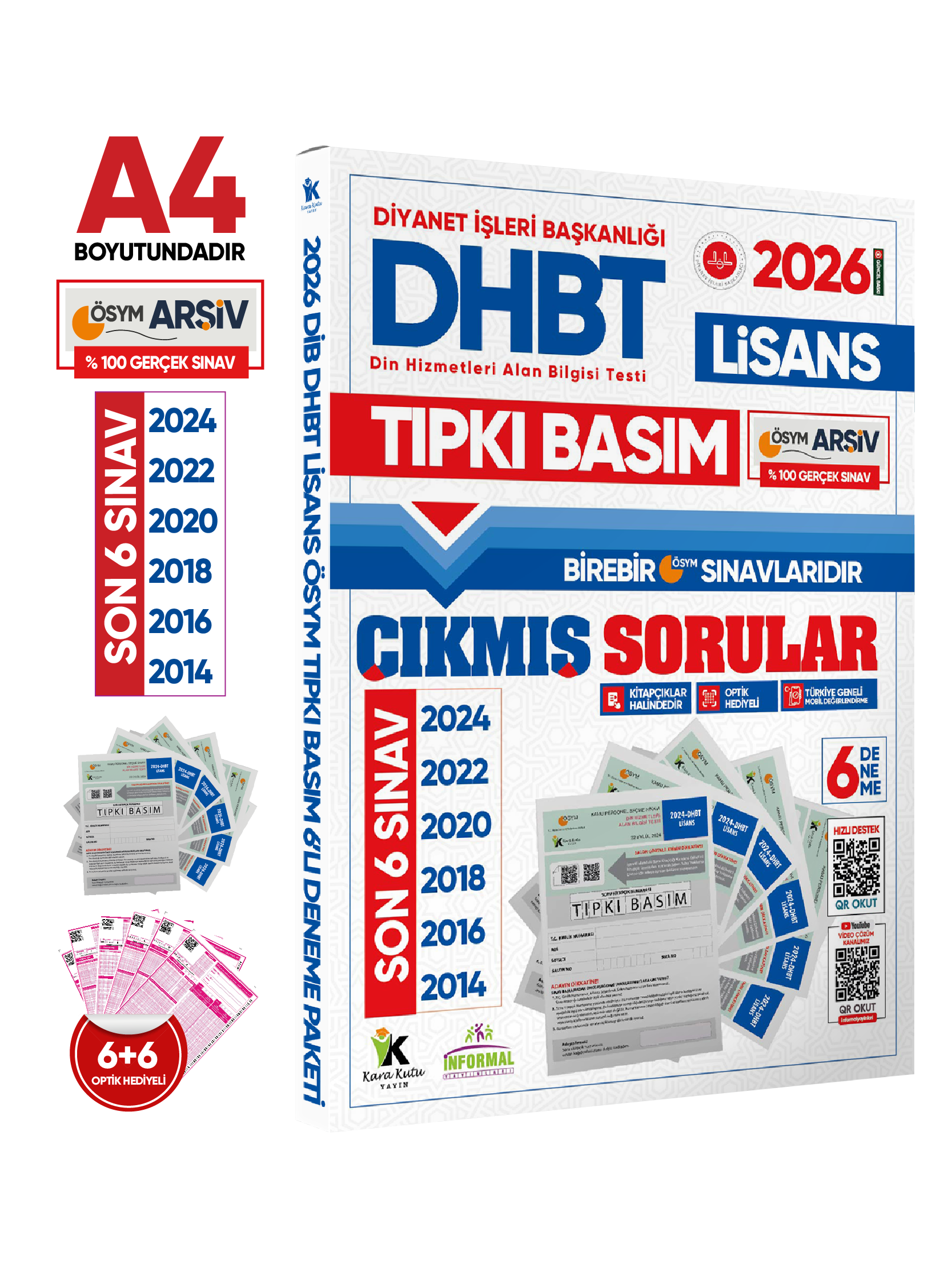 2026 KPSS-DHBT Lisans-ÖnLisans-Ortaöğretim ÖSYM Çıkmış Soru Tıpkı Basım(6+6+6)Kitapçık TG Deneme SETİ