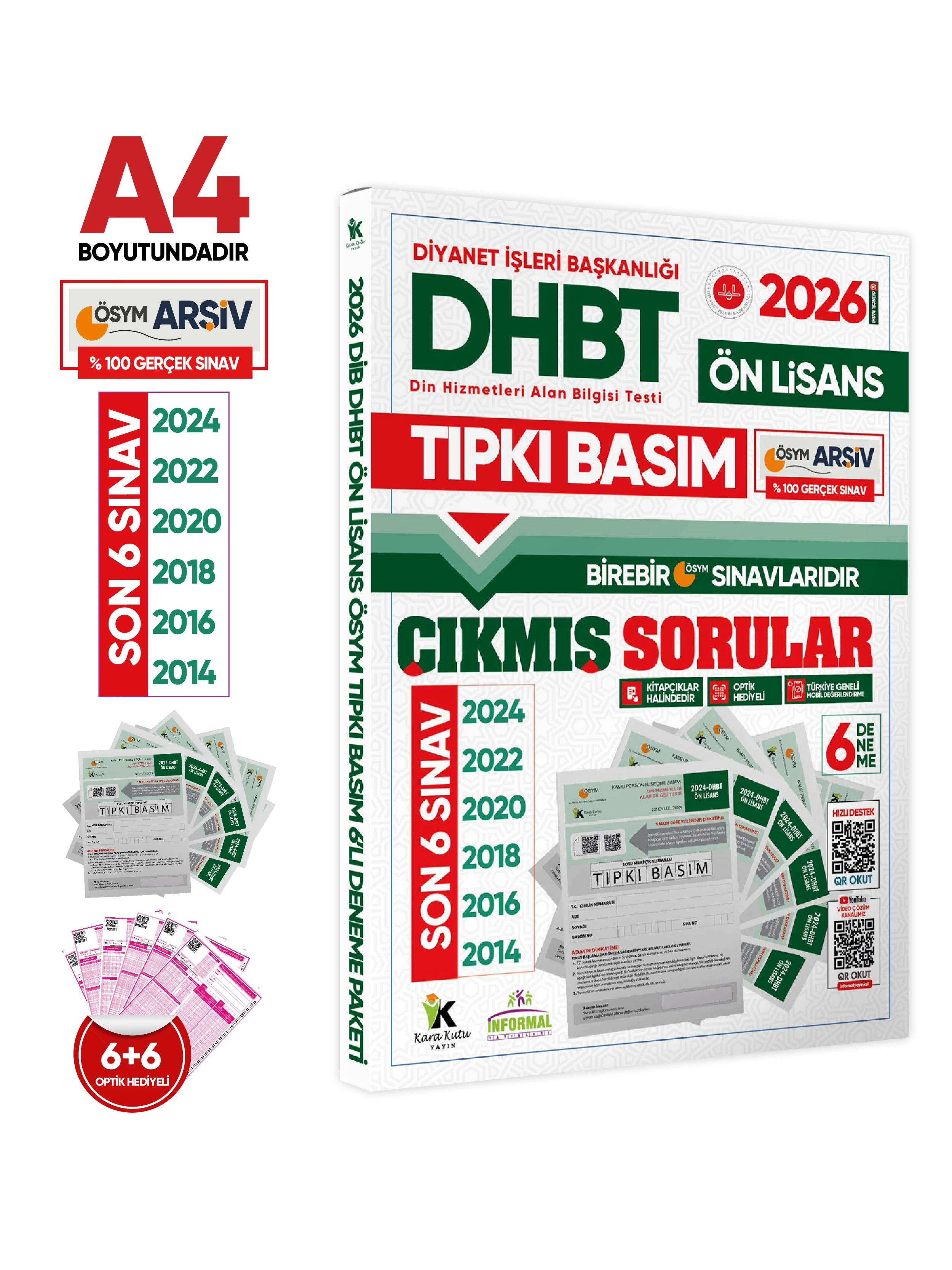2026 KPSS-DHBT Ön Lisans ÖSYM Çıkmış Soru Tıpkı Basım 6lı Kitapçık Türkiye Geneli Deneme Paketi