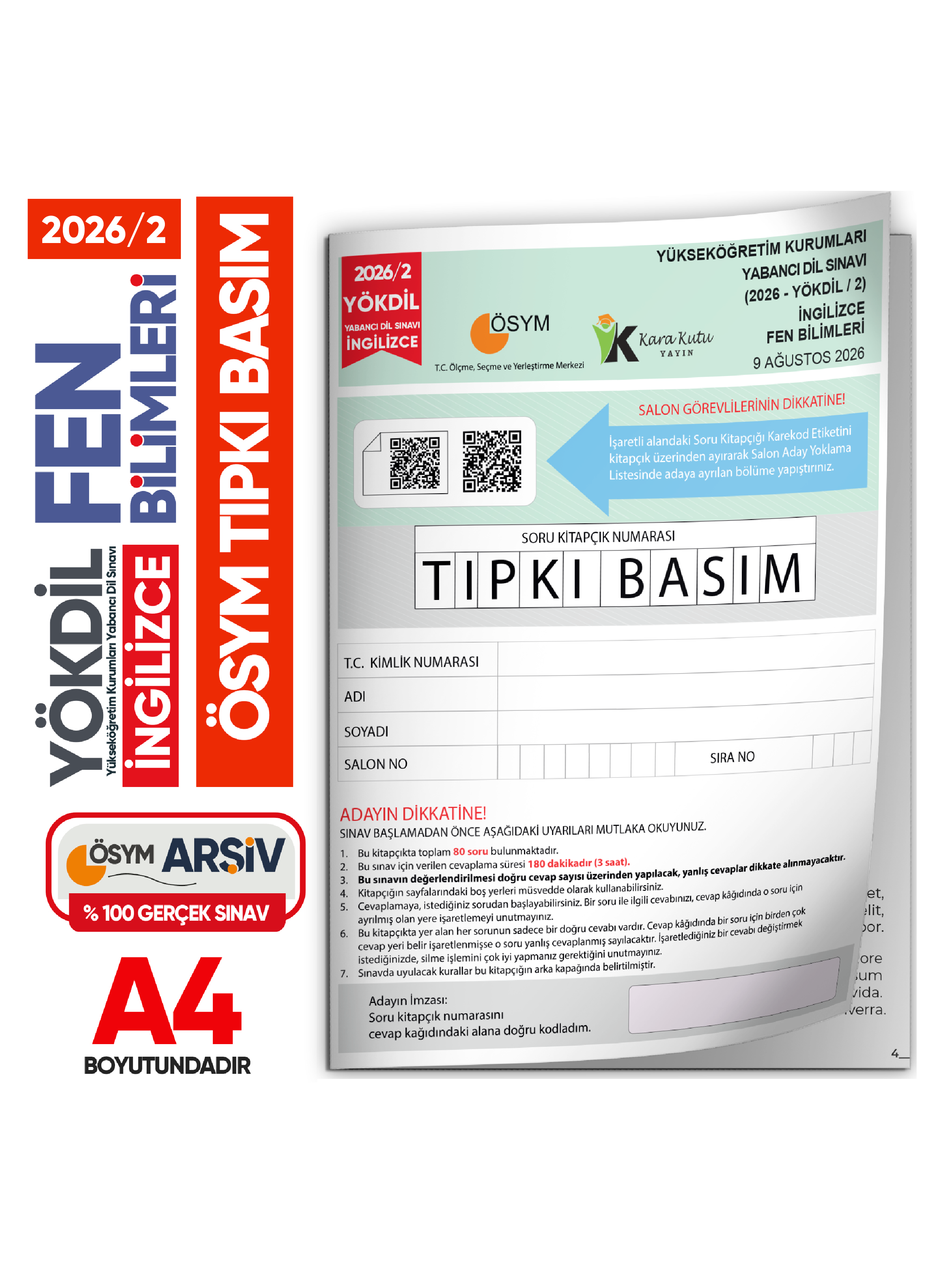 2026/2 YÖKDİL İngilizce FEN BİLİMLERİ ÖSYM Çıkmış Soru Tıpkı Basım Deneme Kitapçığı Türkiye Geneli