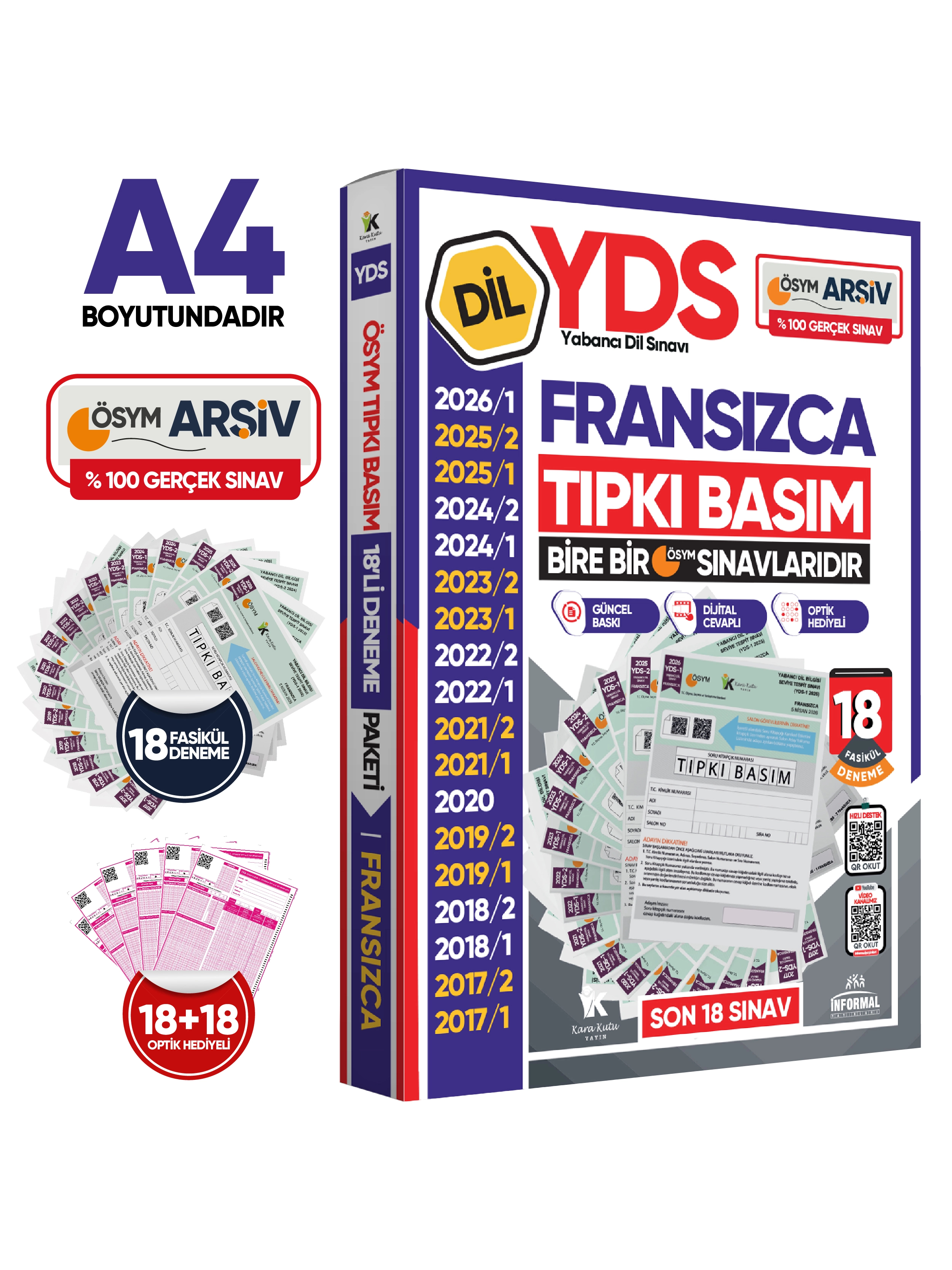 2026 YDS Fransızca ÖSYM Tıpkı Basım Çıkmış Soru Deneme Paketi Dijital ve Cevaplı 18li Fasikül SETİ