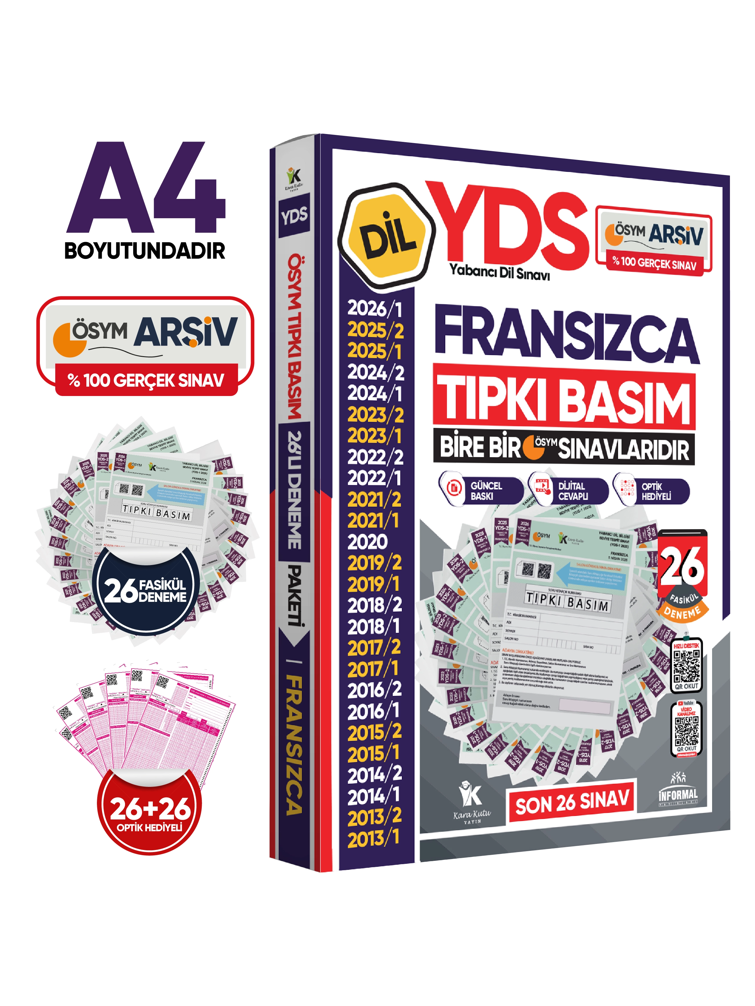 2026 YDS Fransızca ÖSYM Tıpkı Basım Çıkmış Soru Deneme Paketi Dijital ve Cevaplı 26lı Fasikül SETİ