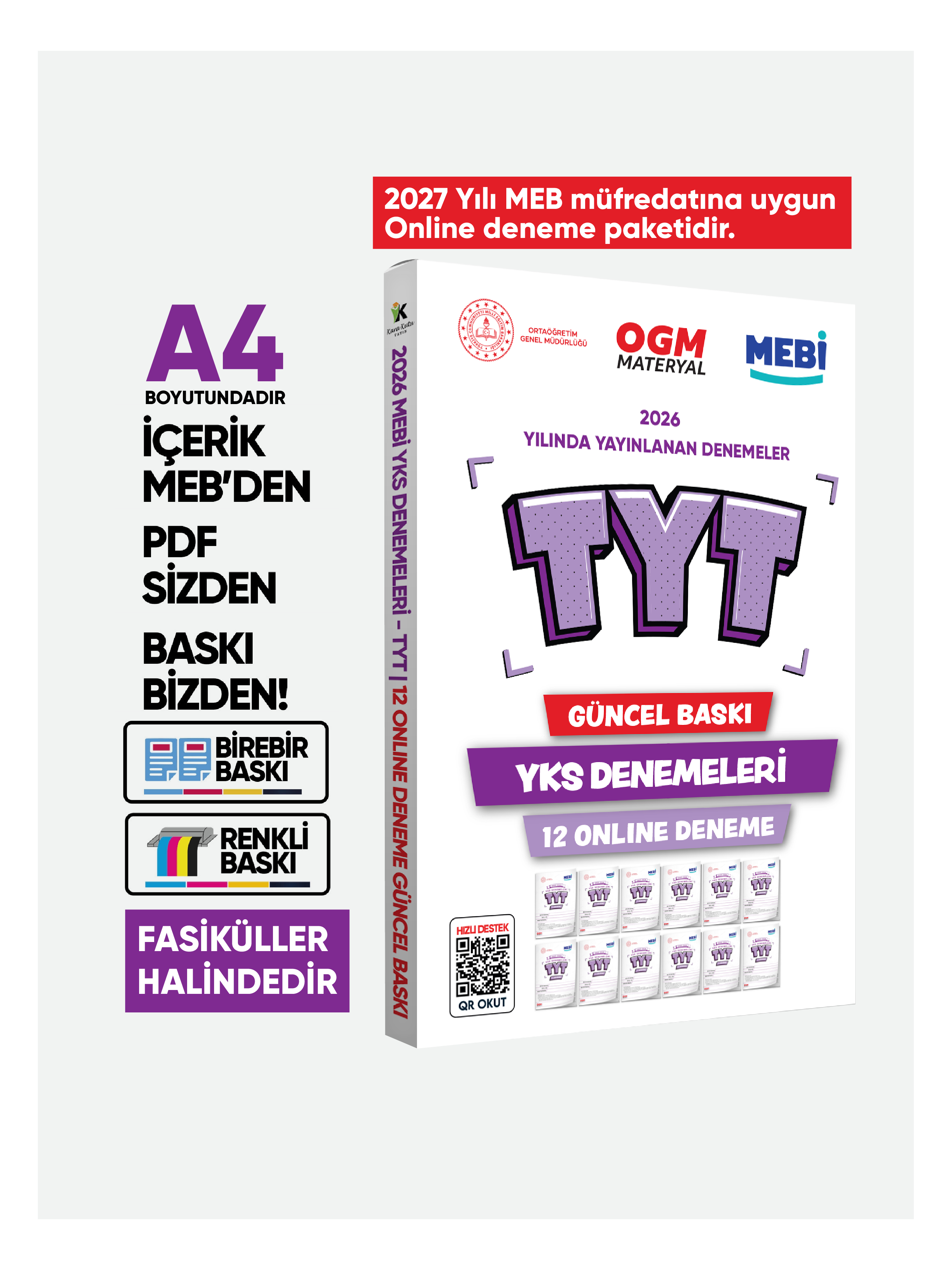 2027 YKS-TYT MEBİ OGM Güncel Seri Online Deneme 12li SET BASKI ÜCRETİ
