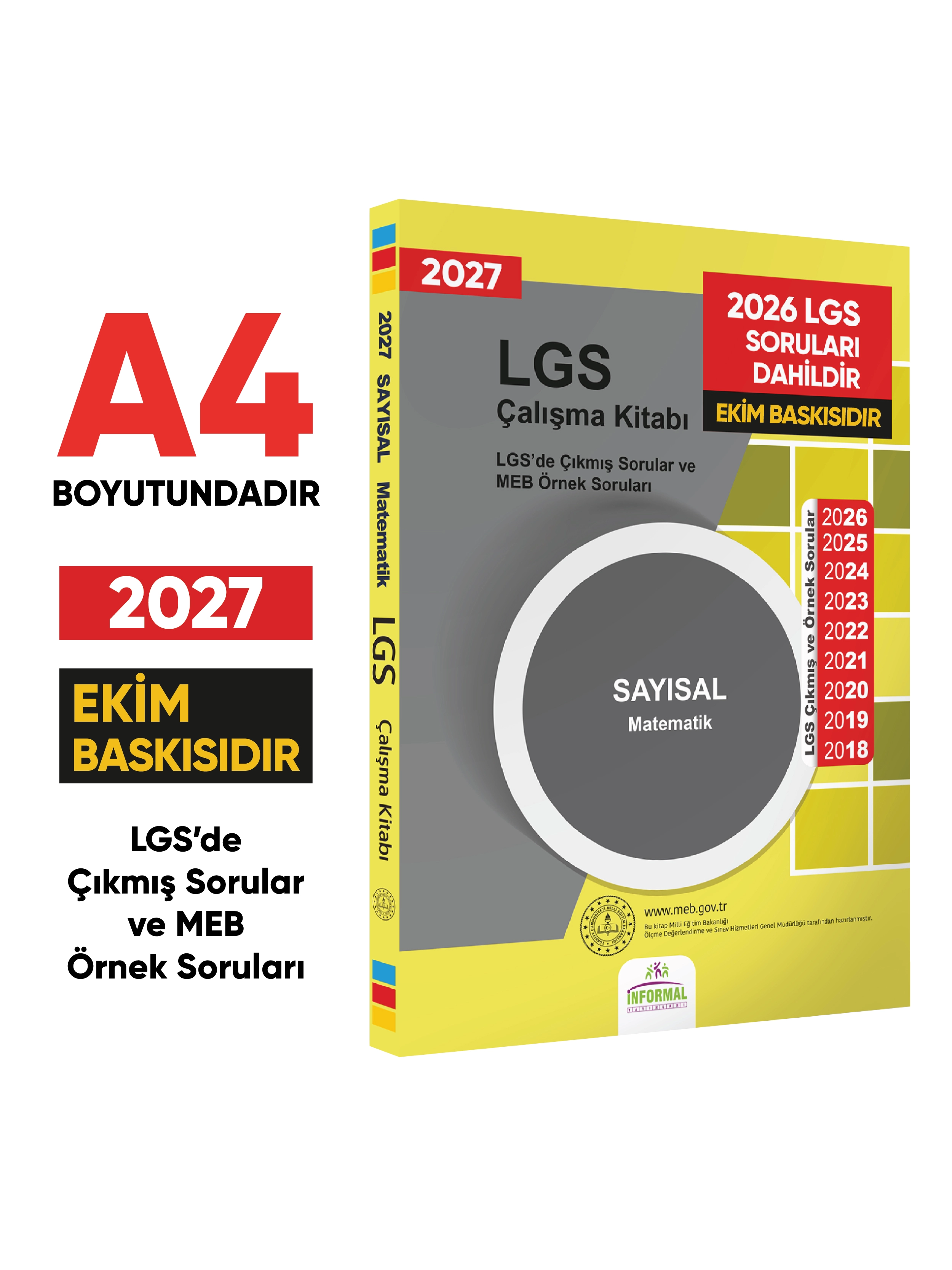 2027 LGS 8.Sınıf Çıkmış ve MEB Örnek Sorular Çalışma Kitabı 4lü SET A4 RENKLİ Baskı