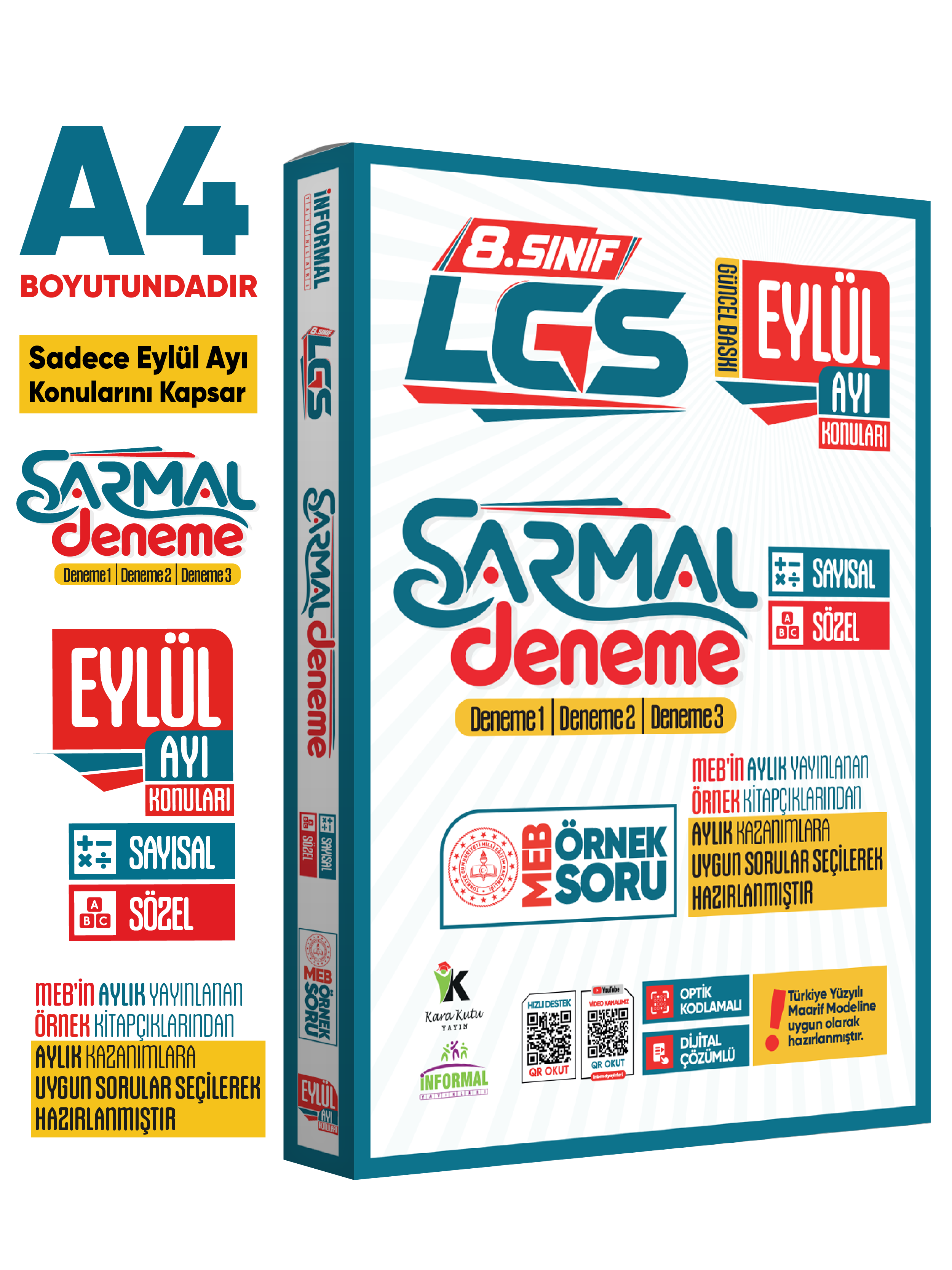2027 8.Sınıf LGS Sadece EYLÜL AYI Konuları MEB Örnek Soruları 3lü Sarmal Deneme Paketi Çözümlü