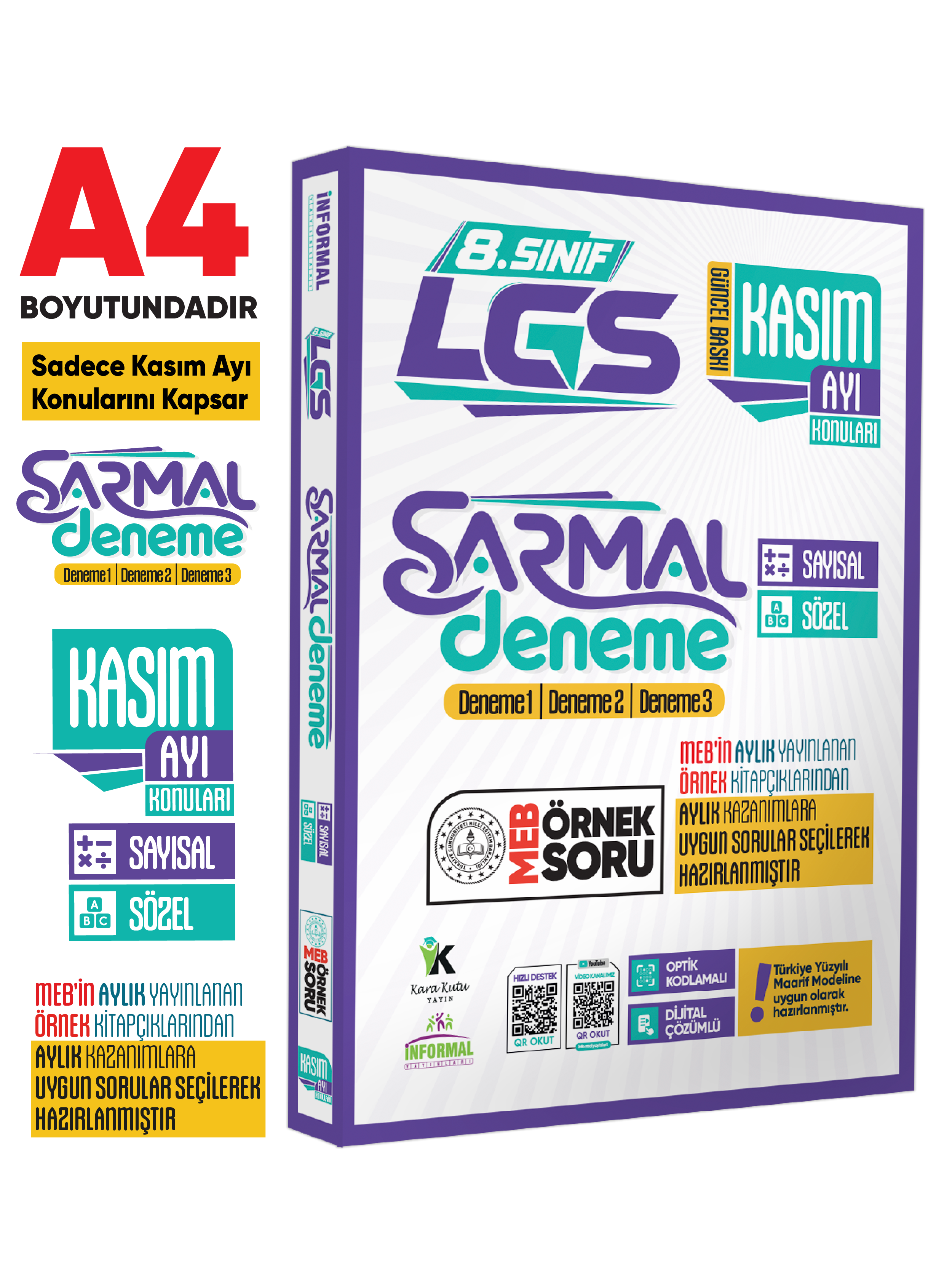 2027 8.Sınıf LGS EYLÜL-EKİM-KASIM AYI Konuları MEB Örnek Soruları 3lü Sarmal Deneme SETİ Çözümlü