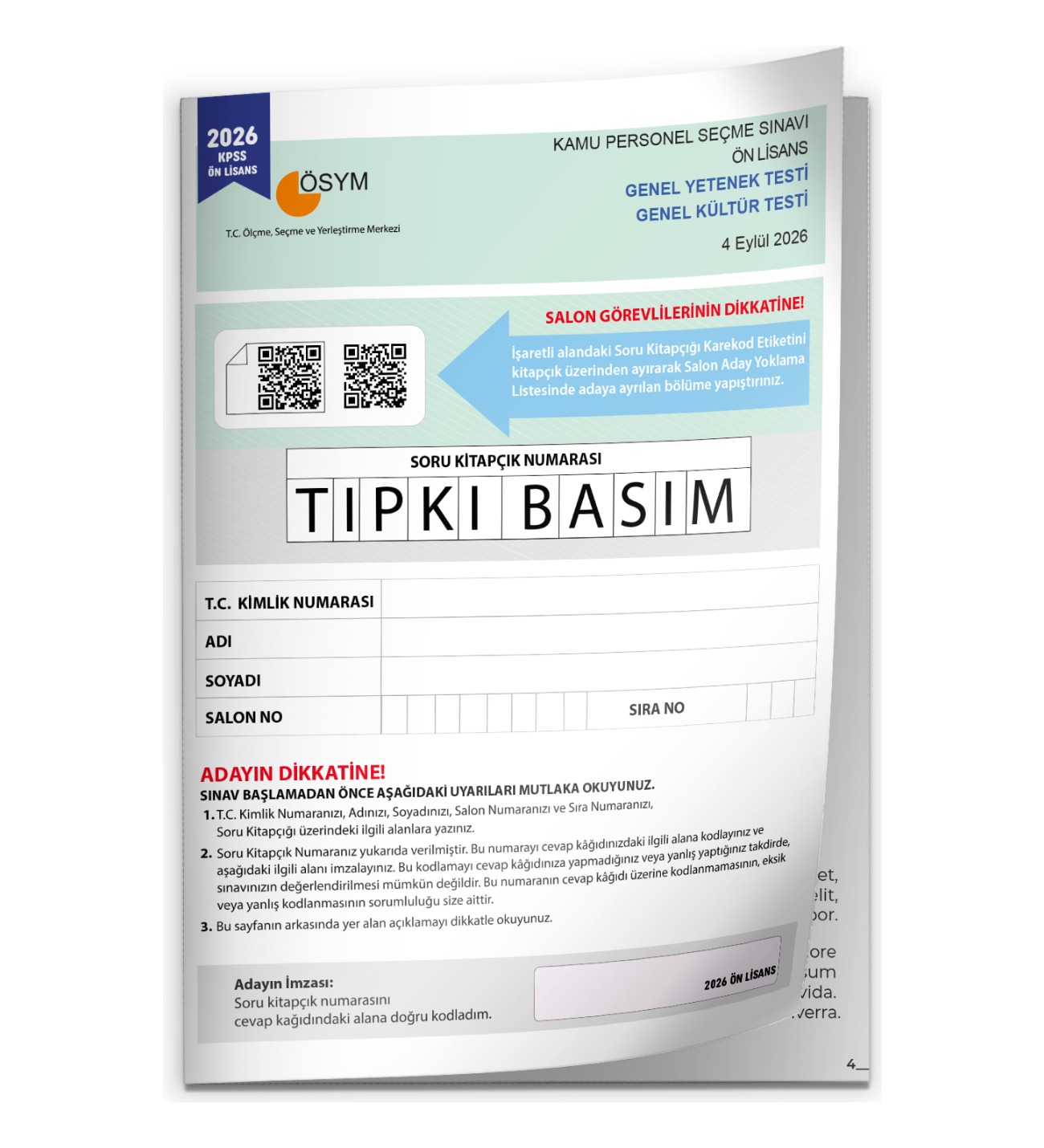 2026 KPSS Önlisans ÖSYM Tıpkı Basım Çıkmış Soru Deneme Kitapçığı (Video Çözümlü Türkiye Geneli)