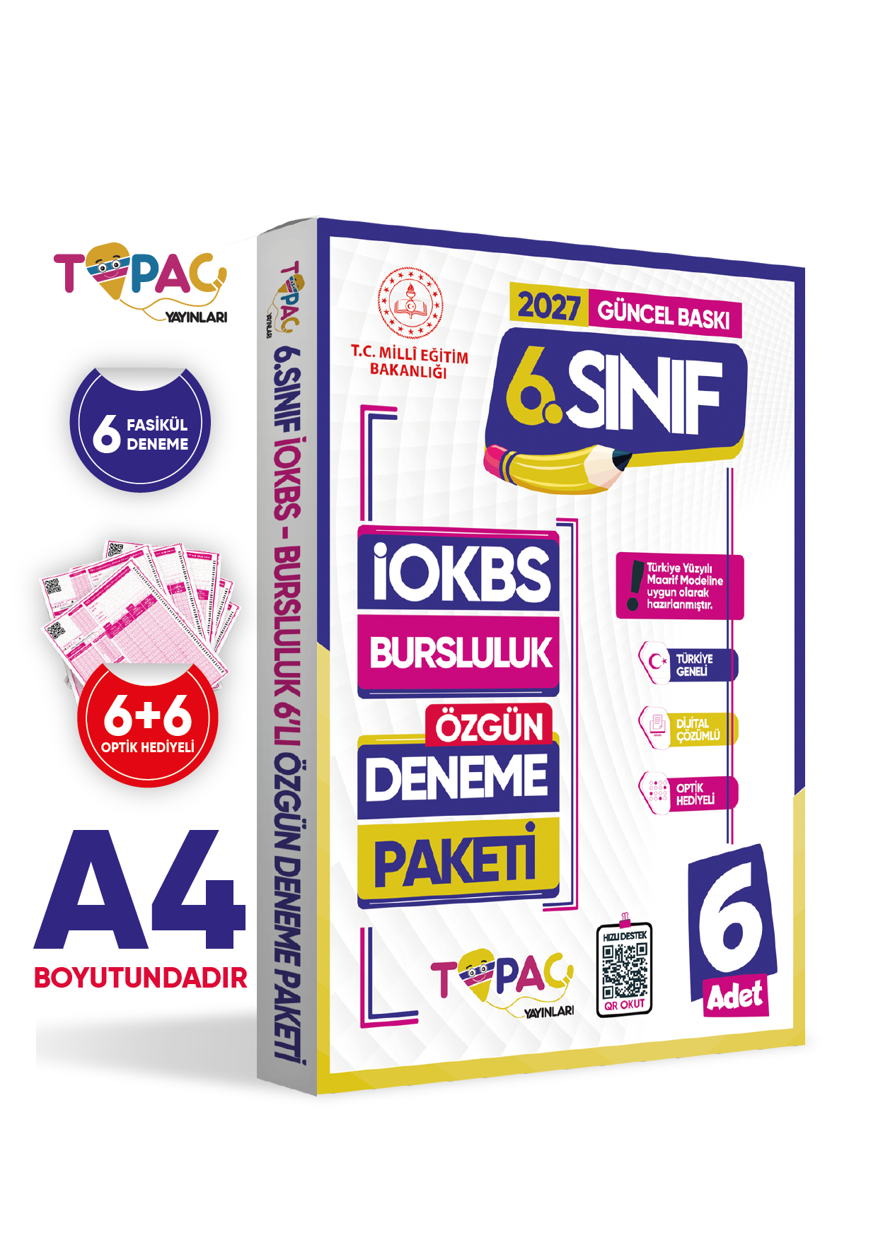 2027 6..Sınıf Topaç Yayınları İOKBS-BURSLULUK 6lı Deneme Paketi Dijital Çözümlü Türkiye Geneli