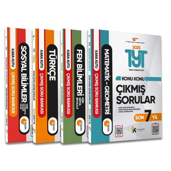 2025 YKS-TYT ÖSYM Çıkmış Soru Bankası Konu Konu Son 7 Yıl PDF/Video Çözümlü 4lü Kara Kutu SET