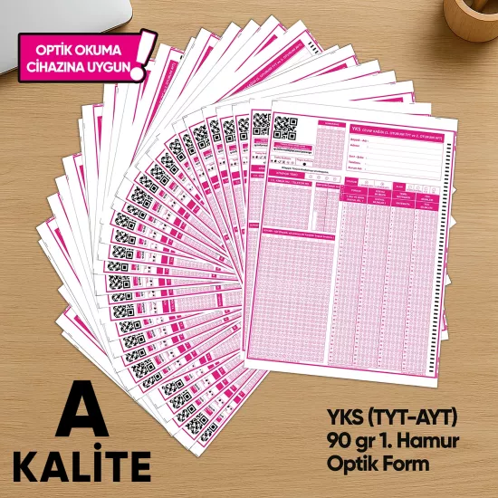 YKS-MSÜ Deneme Sınavları İçin 100 Adet (90.GR) Optik Form - Optik Okuma Uyumlu