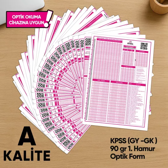 KPSS (GY-GK) Deneme Sınavları İçin 100 Adet (90.GR) Optik Form - Optik Okuma Uyumlu