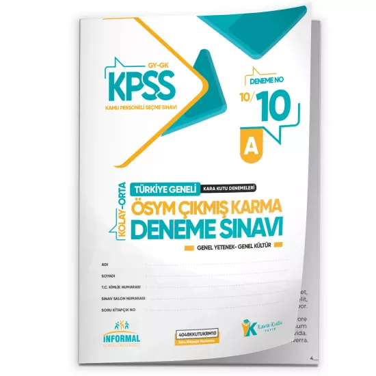 2026 KPSS ÖSYM Arşivi Çıkmış Soru Karma Genel Yetenek Genel Kültür D. Çözümlü Deneme 10/10.Kitapçık